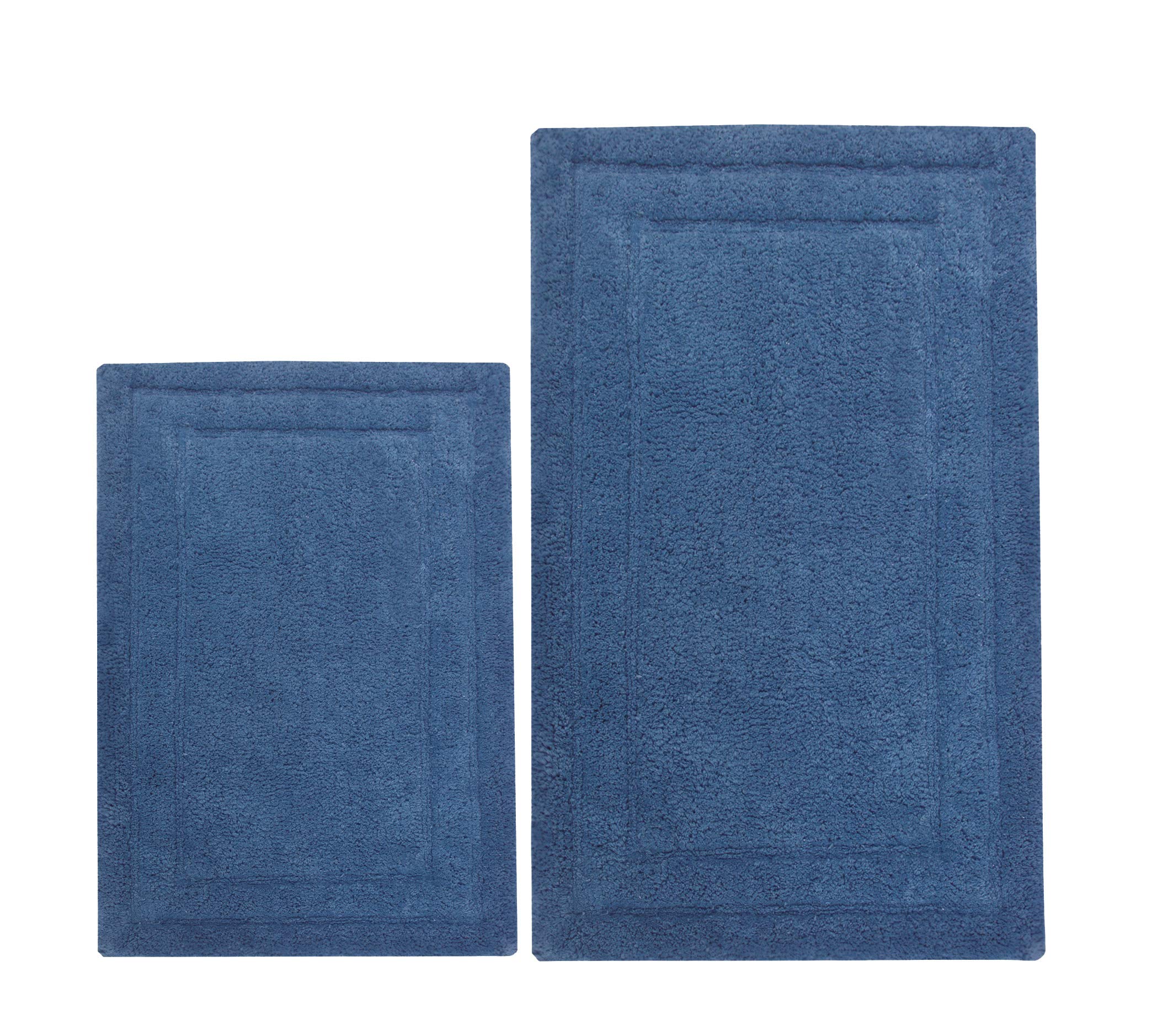 Chardin home Classicc Badteppich-Set, 100% Baumwolle, zweiteilig, 53,3 x 86,4 cm und 43,2 x 61 cm, mit Rutschfester Latex-Rückseite, Mittelblau