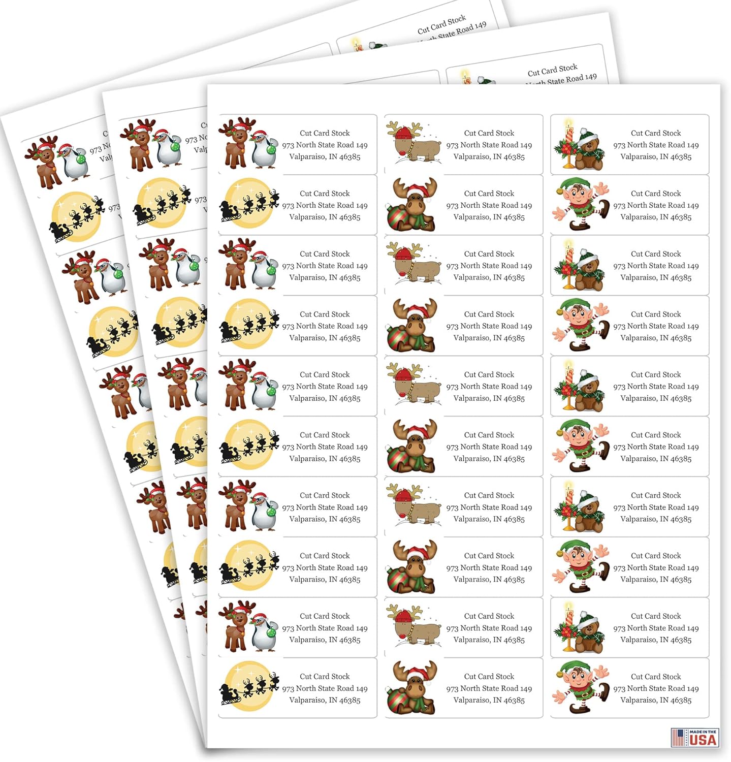 Christmas Holiday Personalized Return Address Labels - Christmas Themed and Design - 1.25" Envelope Seals Included - Made in The U.S.A. (240 Labels)