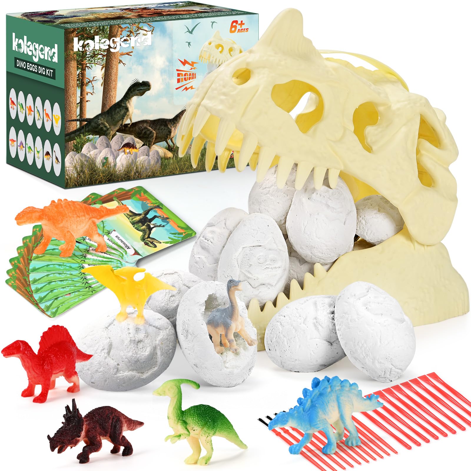 MindWare Dino Egg Dig Kit - Make & Excavate 2 Giant Dinosaur Eggs With Science Experiment