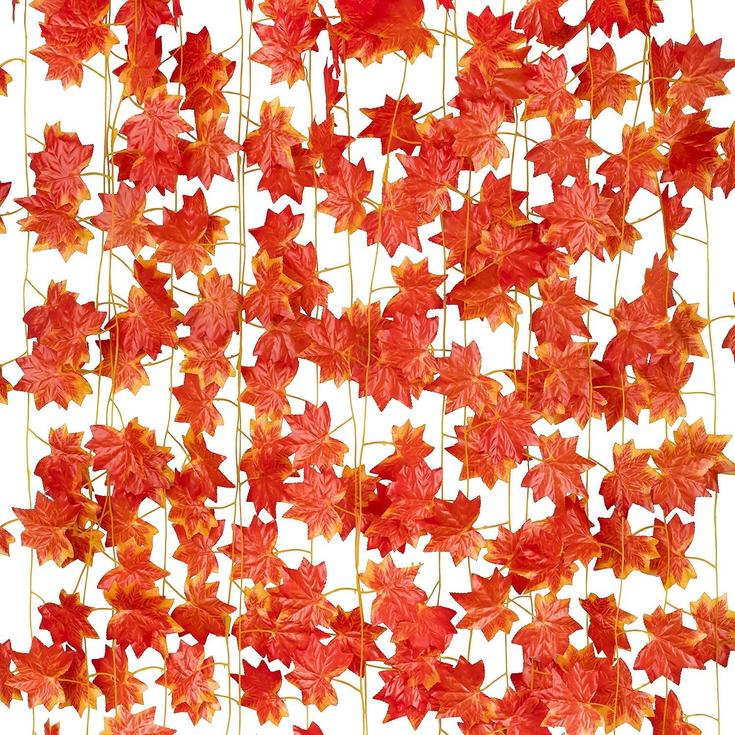 SHOI LITTLE Artificial Wall Hanging Garland Orange Maple Leaves Bail/Creeper for Special Occasion Decoration, Home, Office, Festival Theme Decoration (Orange, Length 7.5 Feet) (6)