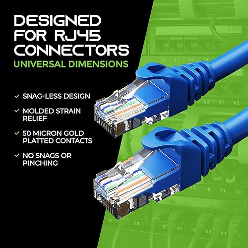 Miniatura 6 de GearIT Paquete de 100 cables de conexión Cat6 de 3 pies, cable Ethernet Cat 6 sin enganches, flexible y suave, serie Preimum, color azul