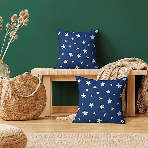 Miniatura 2 de CXMEIFLY Juego de 2 fundas de almohada de 18 x 18 pulgadas para el Día de los Caídos, Día de la Independencia, decoración de estrellas azules y
