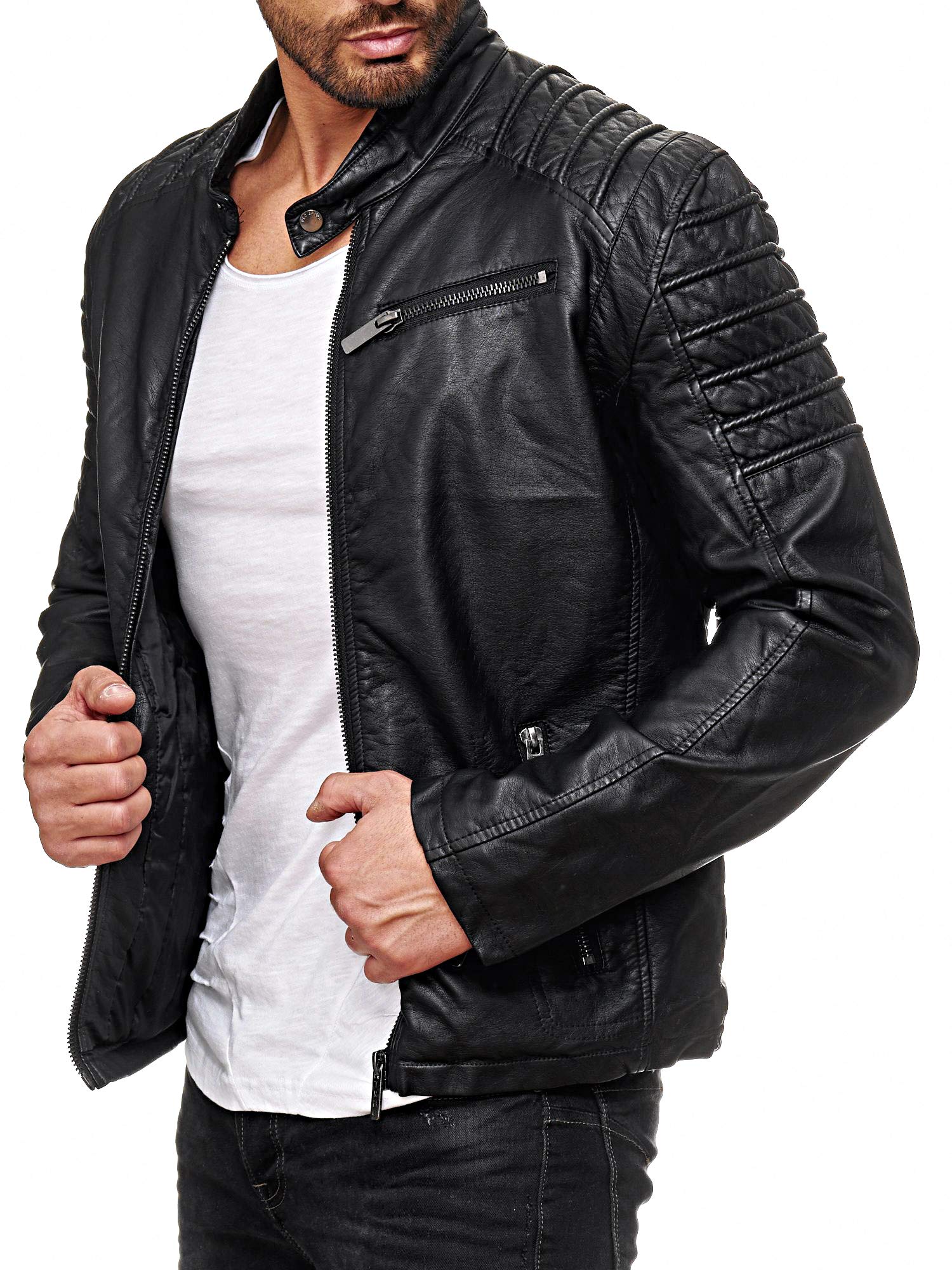 RED BRIDGE Chaqueta Moderna de Transición en Cuero Sintético para Hombre