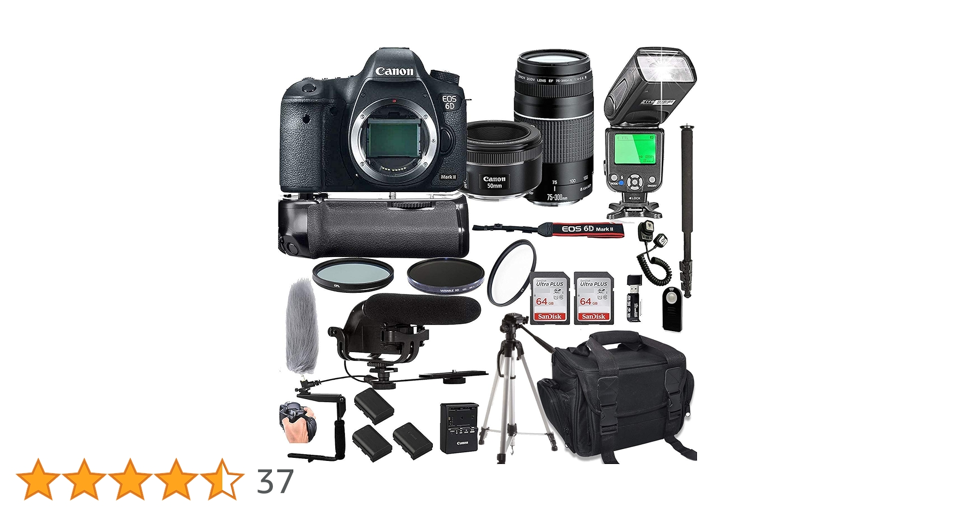 Buy Canon EOS 6D Mark II with 50mm f/1.8 STM Prime Lens + 75-300mm