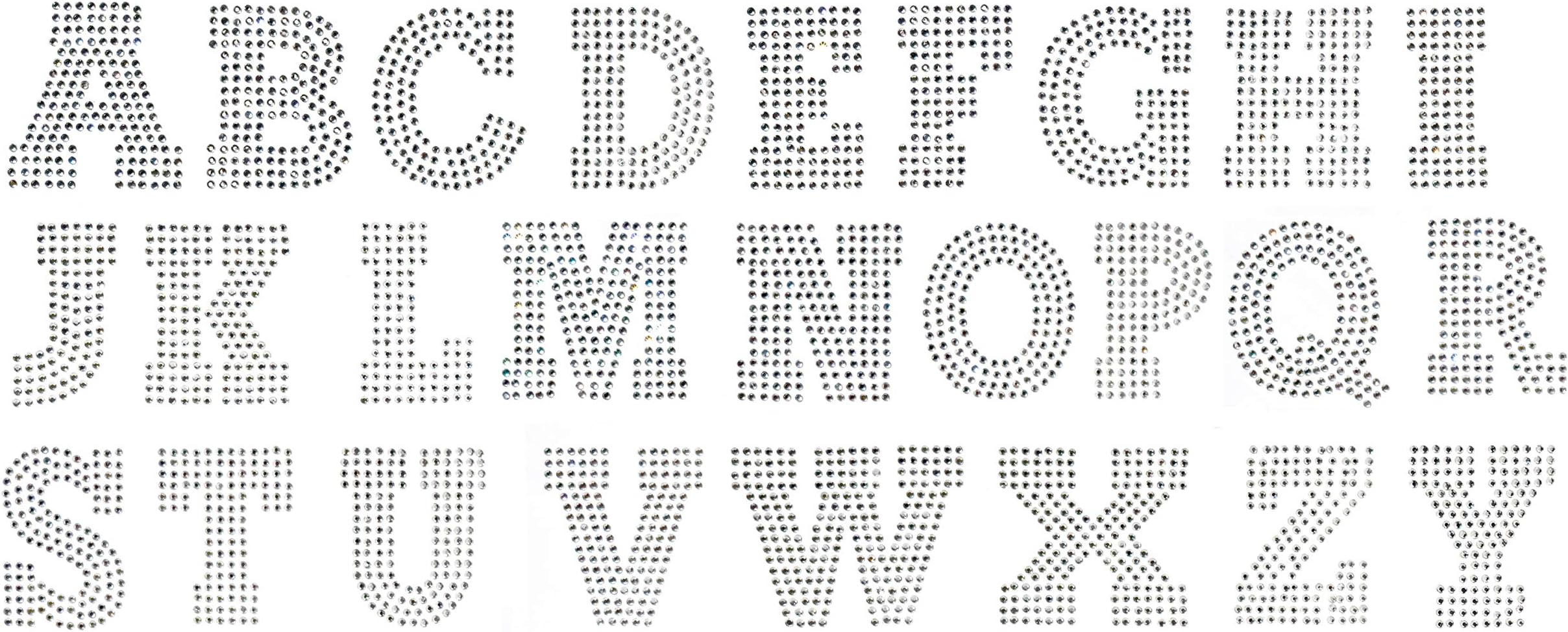 Pick Any 15 Letters - Large Block Jersey Varsity Alphabet Letters A to Z Clear Rhinestone Iron on Hotfix Transfer Bling DIY