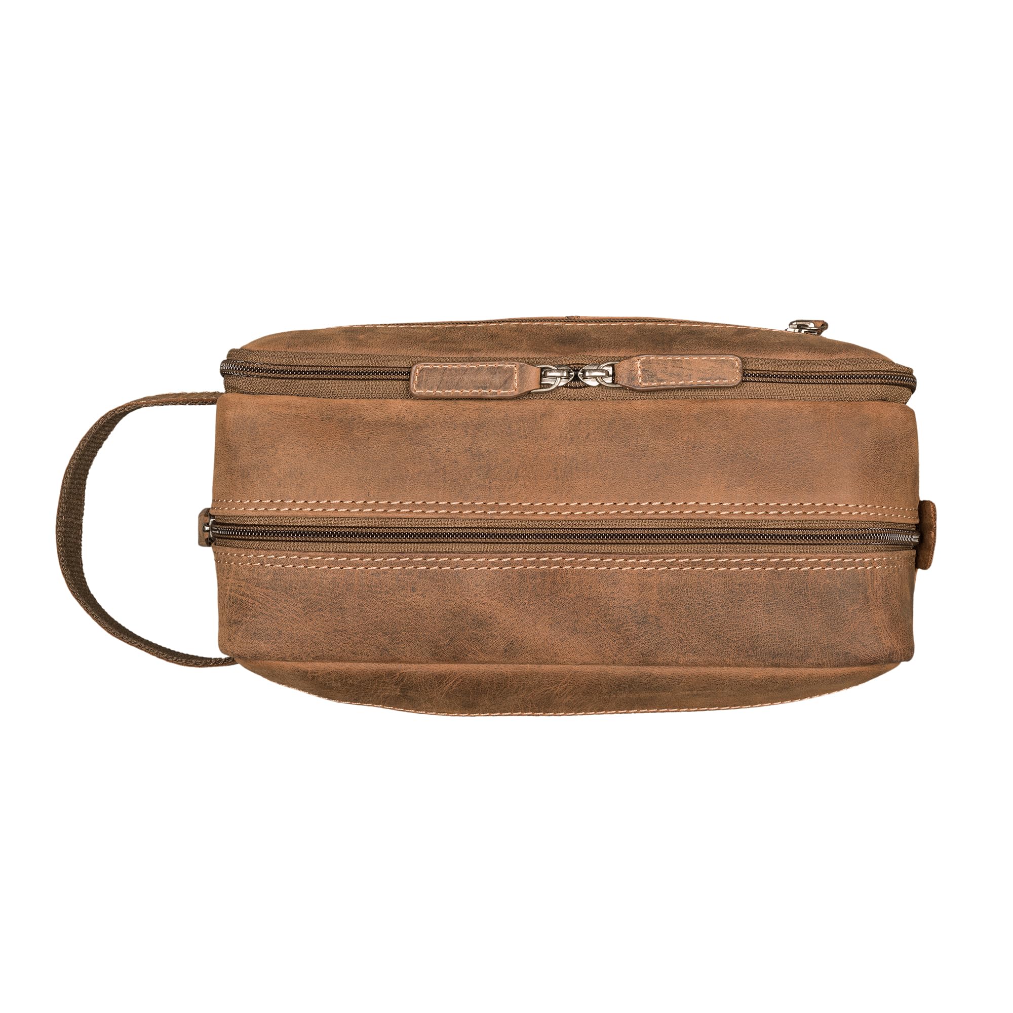 STILORD 'Marbella' Grande Neceser Maquillaje Cuero Auténtico Compartimentos y asa Impermeable Equipaje de Mano Piel Bolsa de Aseo Viaje Bolsa Baño Neceser Hombre Mujer, Color:Bergamo - marrón