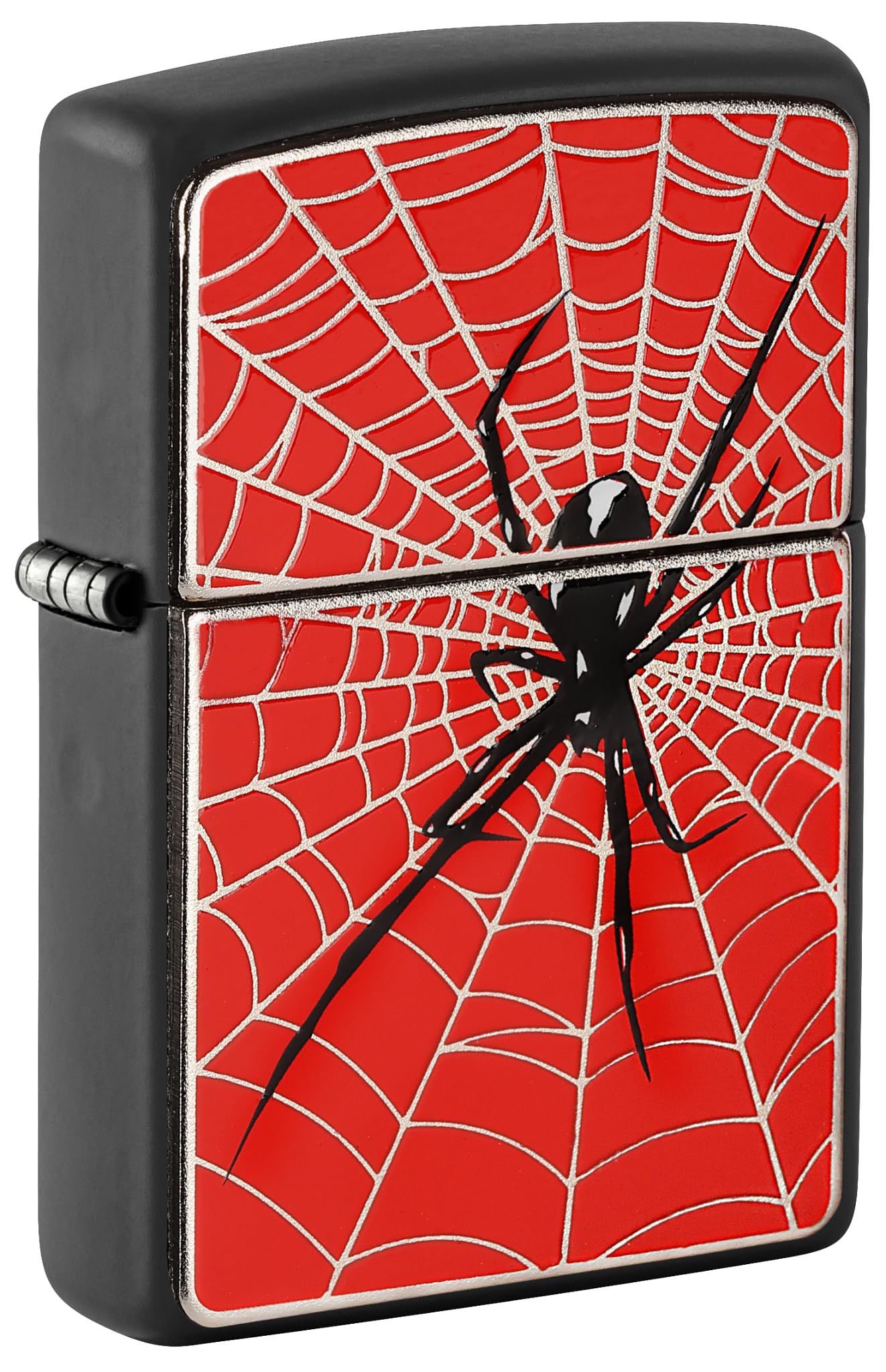 Zippo Windproof Lighter – Spider Web Red, Black Mat, Emblem – Refillable – Reusable – Windproof Design – Gift Box – Made in USA — image 1