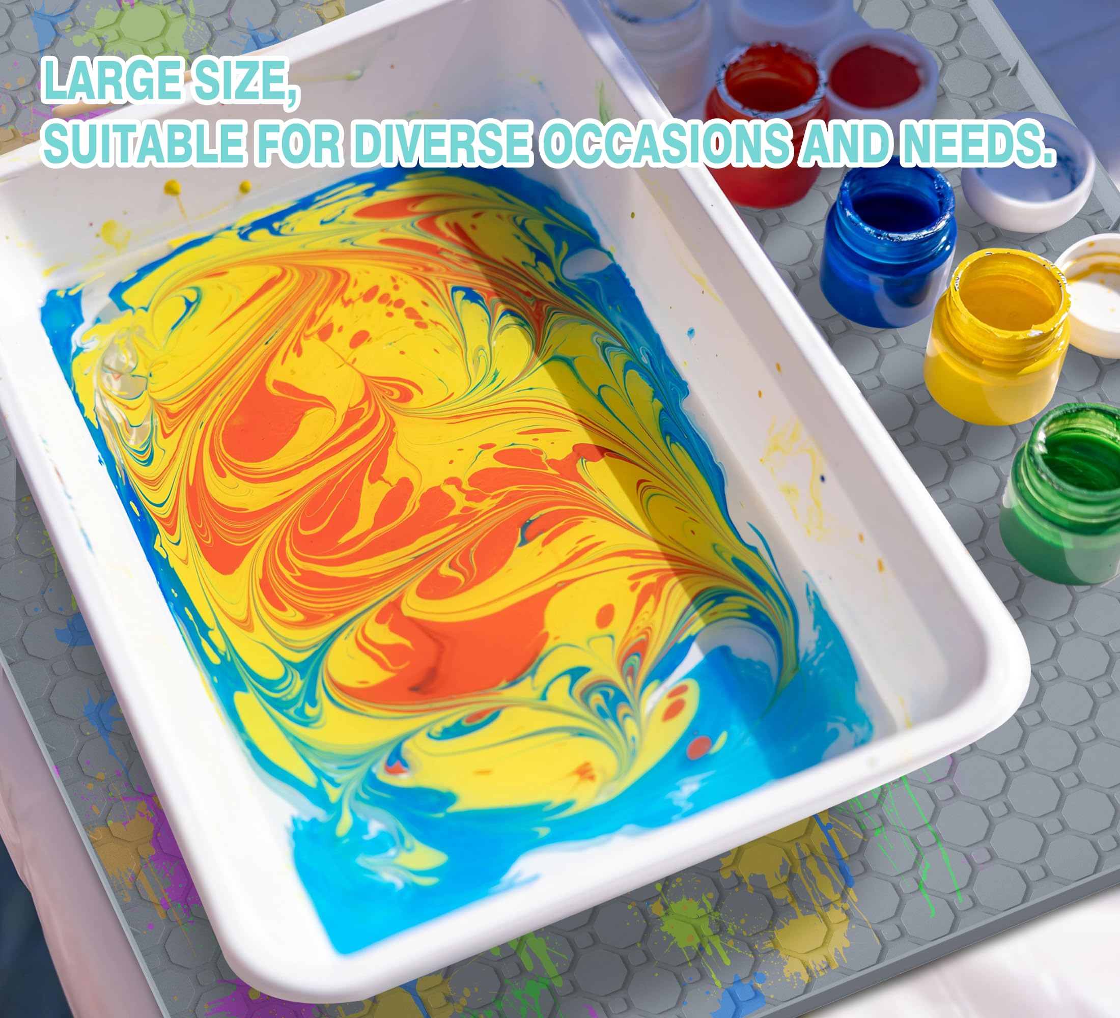 Large Silicone Craft Mat with Raised Edges for Resin Art & Epoxy Projects | Heat-Resistant Non-Slip Surface, Spill Containment Walls, Easy-Clean Design — Amazon image 3