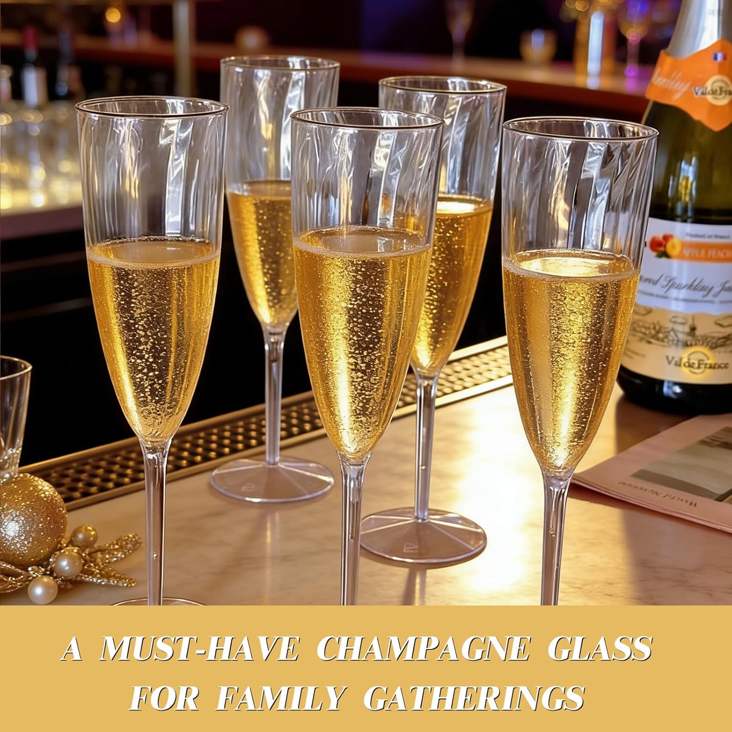 Plastic Champagne Flutes, 36 Pack Disposable Champagne Glasses, 6oz Clear PlasticCups for Wedding Decorations, Engagement Party, Brunch, Cocktail, New Years Eve, and Event Supplies 2025 - Image 4