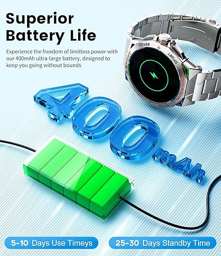 Miniatura 7 de Reloj inteligente militar para hombre (respuestahacer llamadas), reloj inteligente AMOLED resistente de 1.43 pulgadas, 120 modos deportivos,