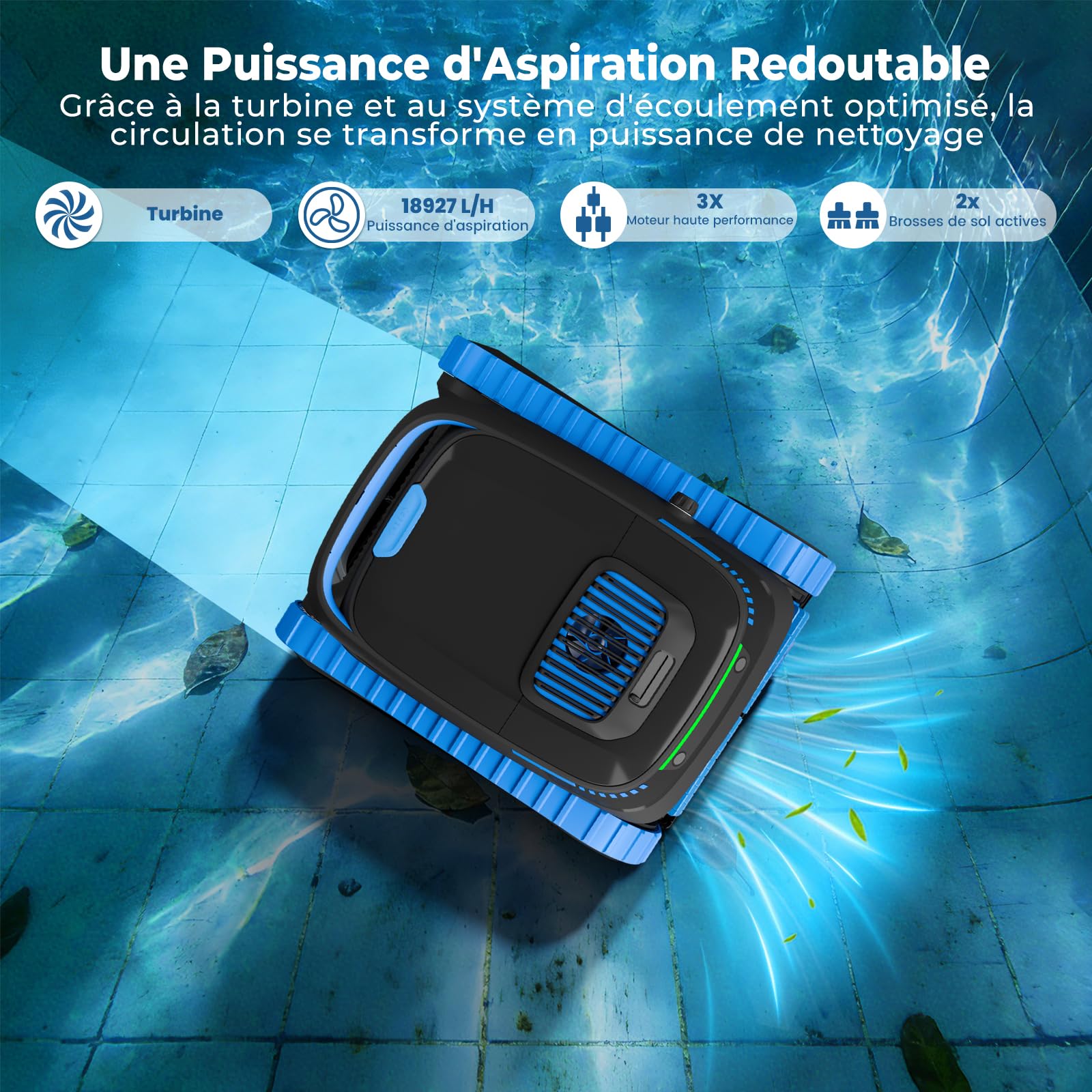(2026 New) BOTLIFE PC20 Robot Piscine Sol, Parois et Ligne d’Eau, Aspirateur Piscine sans Fil, Débit 18927 LPH, Navigation Intelligente & APP, Nettoyage pour Piscines Jusqu’à 170 m²