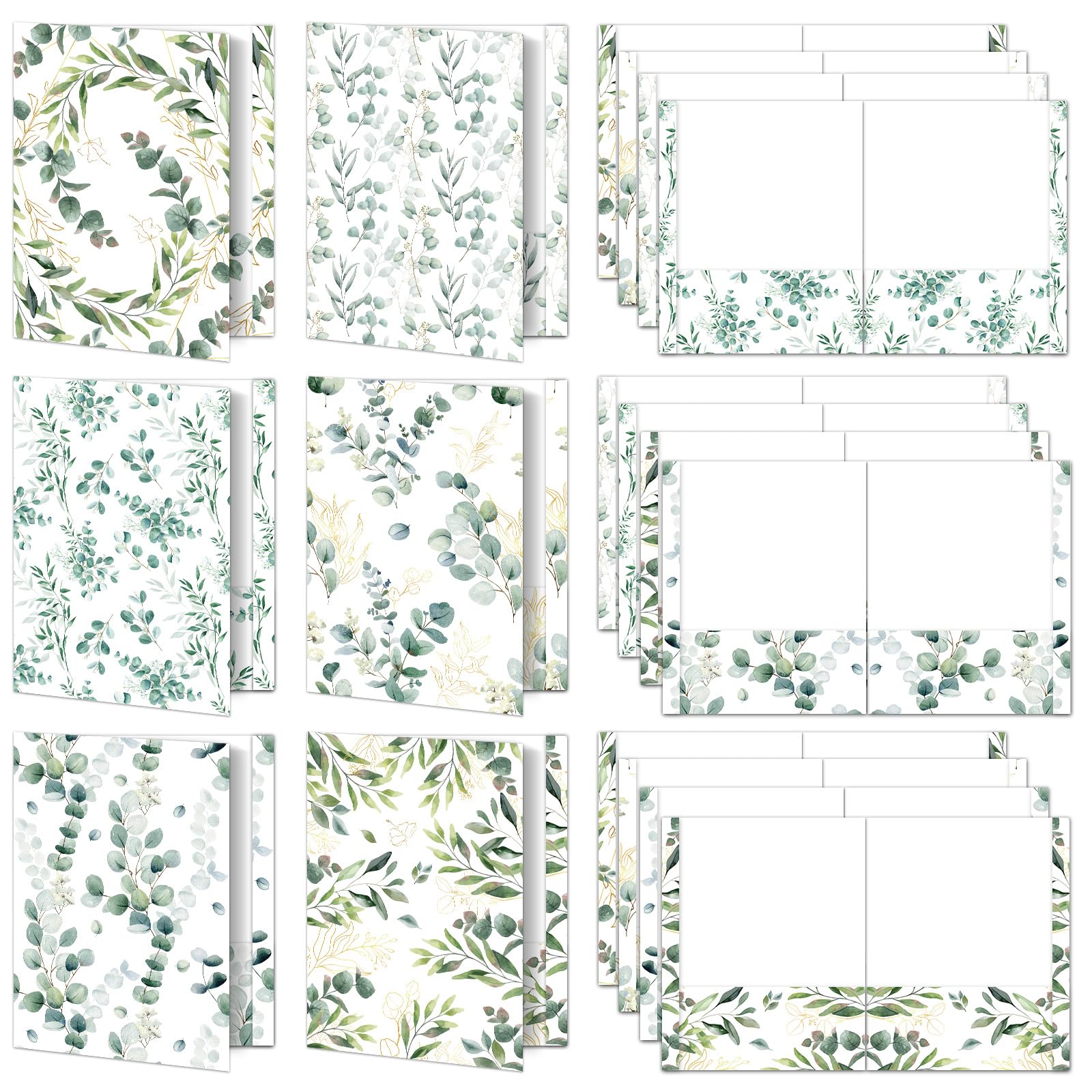 Eucalyptus Pocket Folders Leaf Colors File Folder Back to School Supplies Pocket Folder Eucalyptus Theme Portfolio for Teachers Students School Office 12 Count 8.6 x 11.8inch