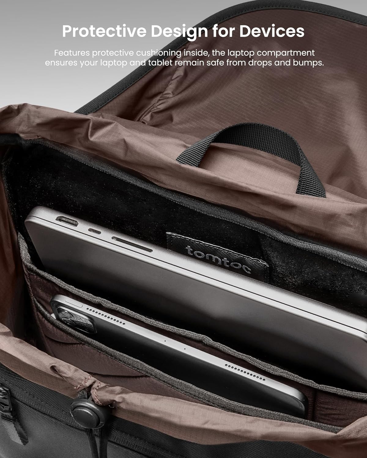 tomtoc Flap Laptop Backpack, Lightweight, Water-Resistant Casual Daypack, Durable Work-pack, Vintage Classic Rucksack for 13-15.6 Inch Laptop, perfect for Campus, Street, 22L, Dark | Lightweight, Water-Resistant, Casual Daypack, Durable Work-pack, perfect for Campus