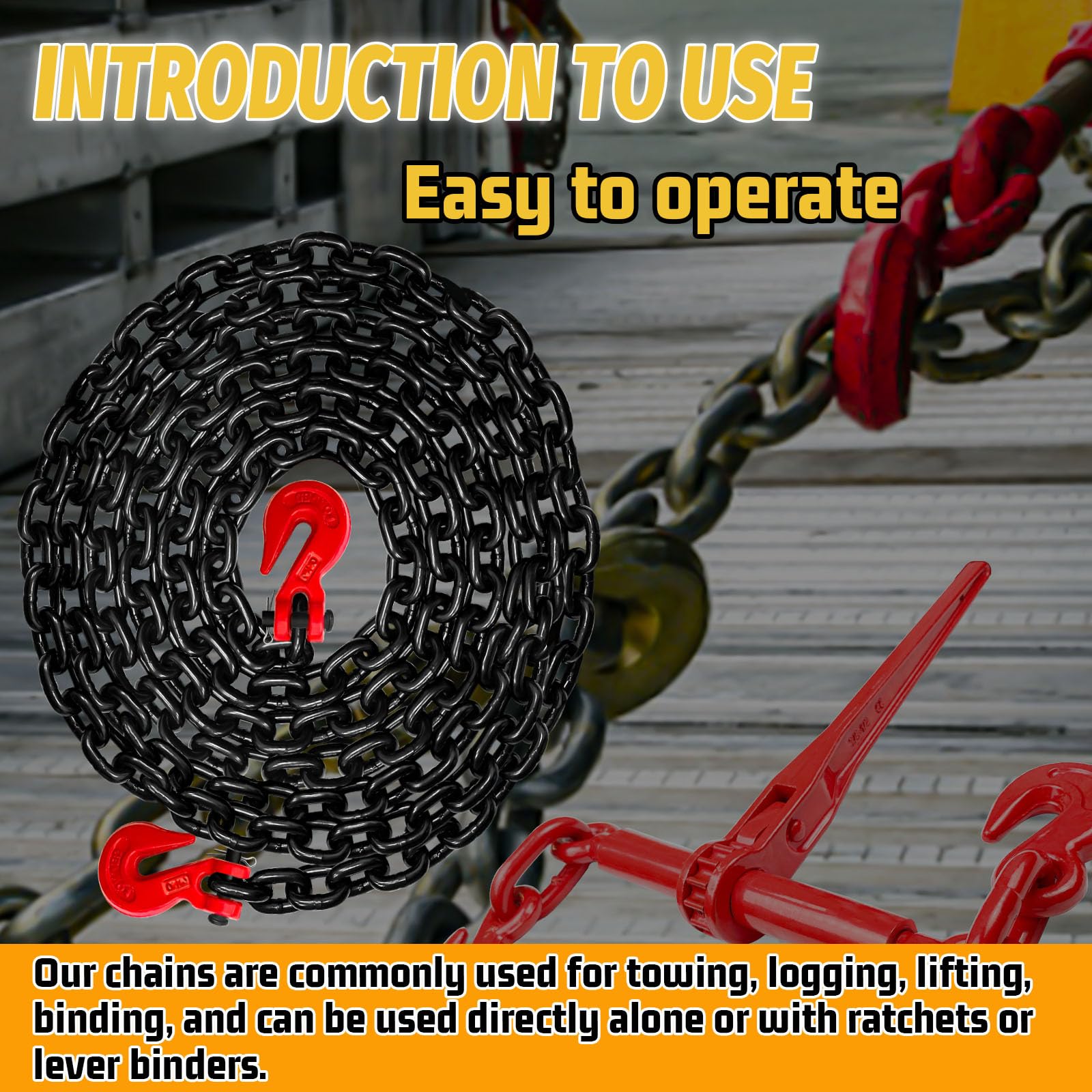 Heavy Duty Load Binder Chain - 20FT, 7100lbs Working Load -6