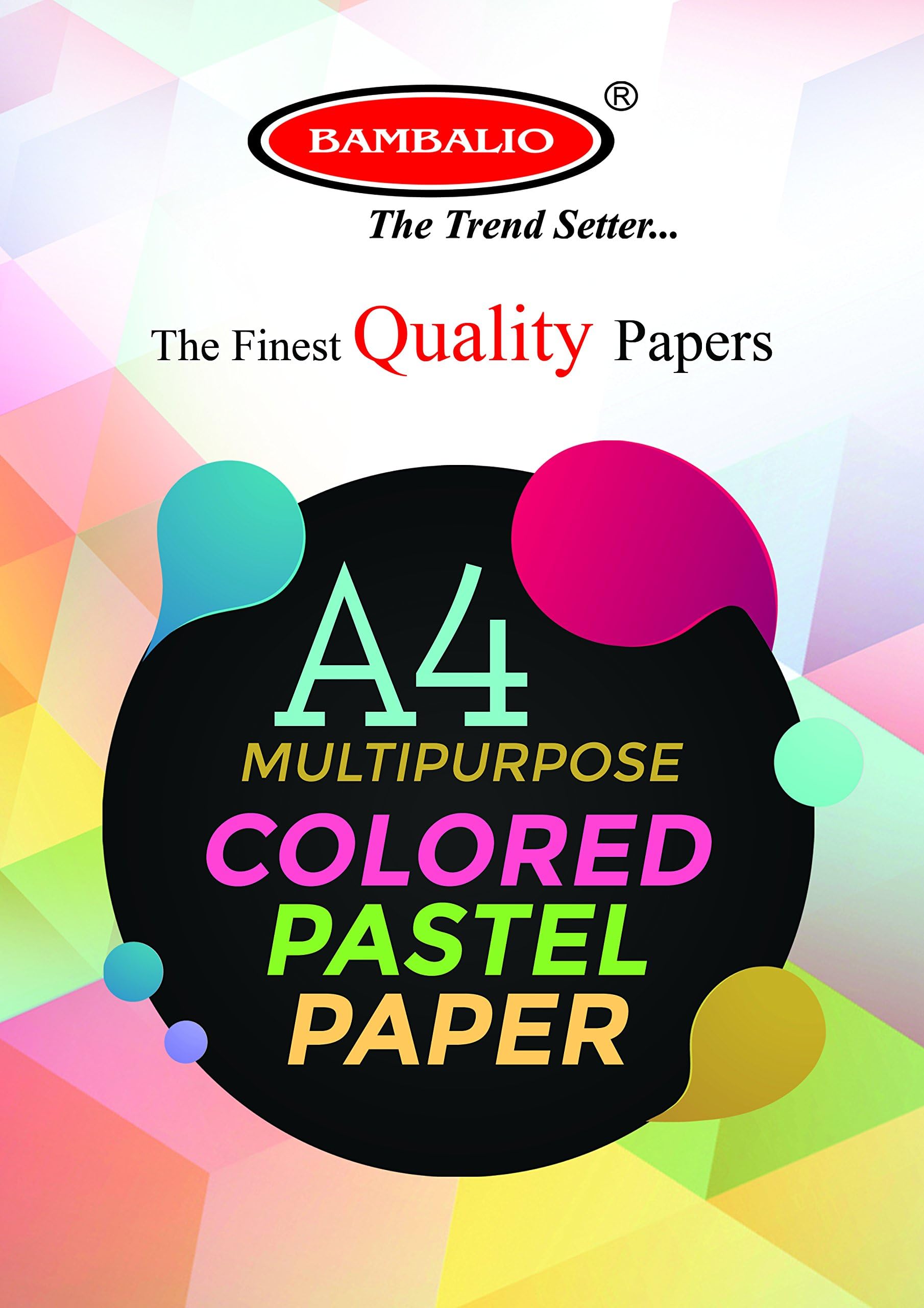 Bambalio Pastel Colour Paper Pack of 200 Sheets Smooth Finish 70 gsm /A4 Size Assorted 5 Colors- Photo Copy/Copier/Printing/Art & Craft Coloured Paper