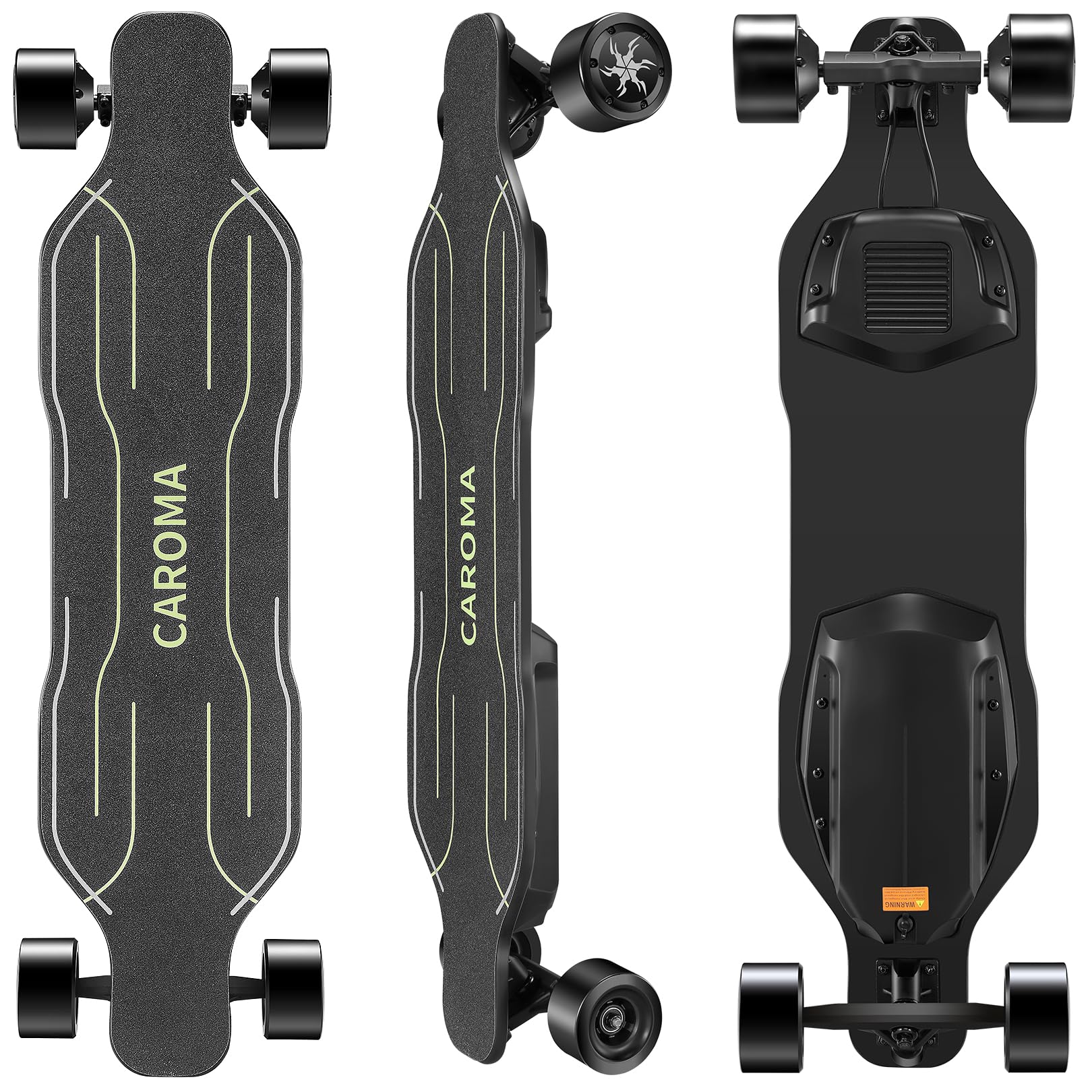 Caroma Electric Skateboards with Remote, 1200W Hub-Motor Electric Longboard for Adults Teens, 28MPH Top Speed, 16Miles Max Range Yellow ESkateboard