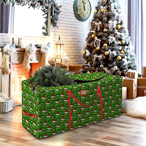 Miniatura 5 de Bolsa de almacenamiento para árbol de Navidad, contenedor de almacenamiento Oxford extra grande para árbol desmontado de hasta 7.5 pies, caja verde