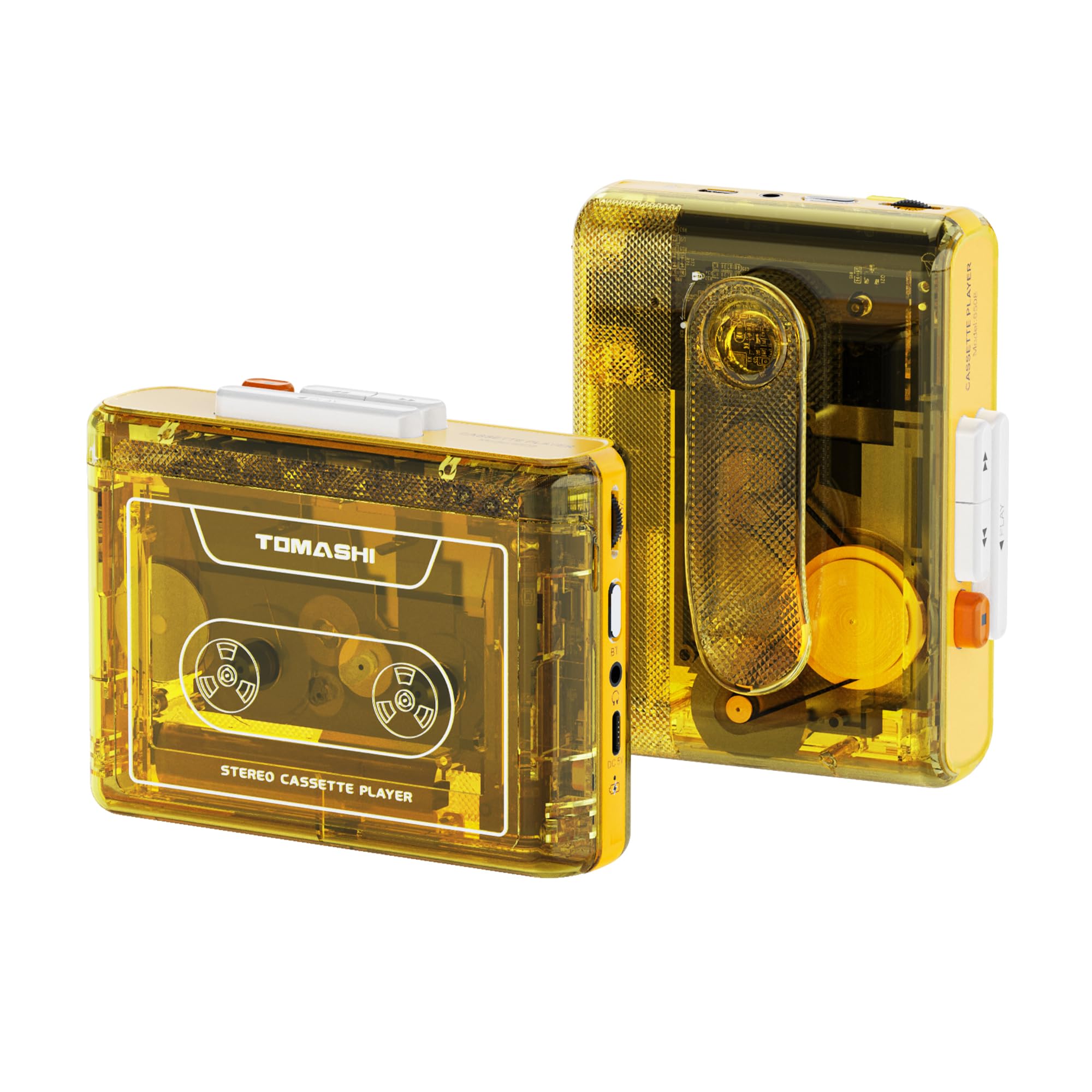 Tragbarer Kassettenspieler mit Bluetooth 5.1-Sender, Kassetten-Stereo-Player mit Typ-C-Aufladung, integriertem Akku, Gürtelclip und Kopfhöreranschluss für kabellose Musikwiedergabe