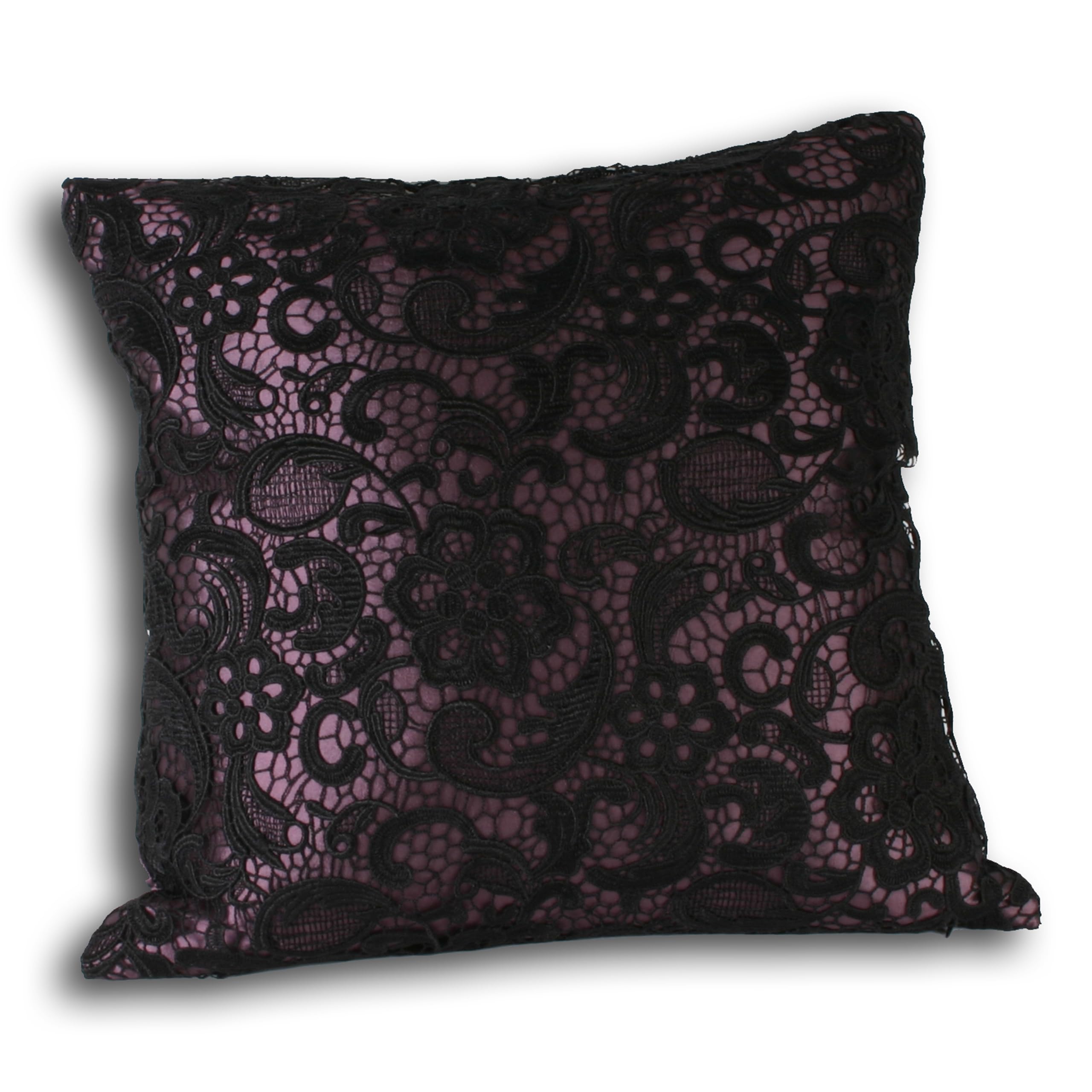 Essentials Macrame Lace Cushion 45 cm x 45 cm Plum