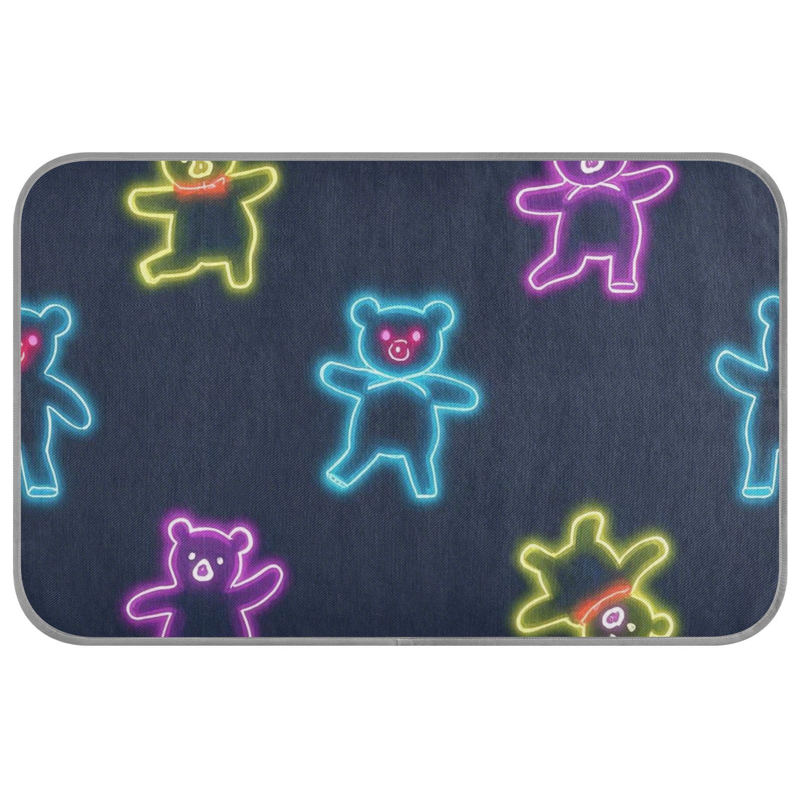EtherSpher Neon Colorful Cartoon Cute Dancing Bear Summer Cooling pad for Cats Self Cooling Bed for Outdoor for Chihuahua Cats Indoor Comfy cama refrescante para Perros M