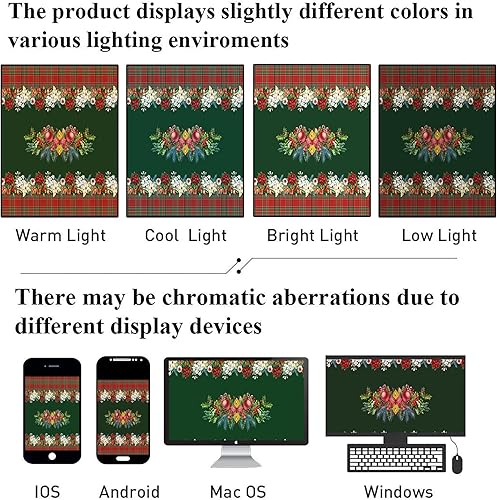 Miniatura 7 de Lepuho Mantel rectangular de Año Nuevo, 60 x 84 pulgadas, mantel rectangular de Año Nuevo, verde y rojo, impermeable, resistente a las manchas y a