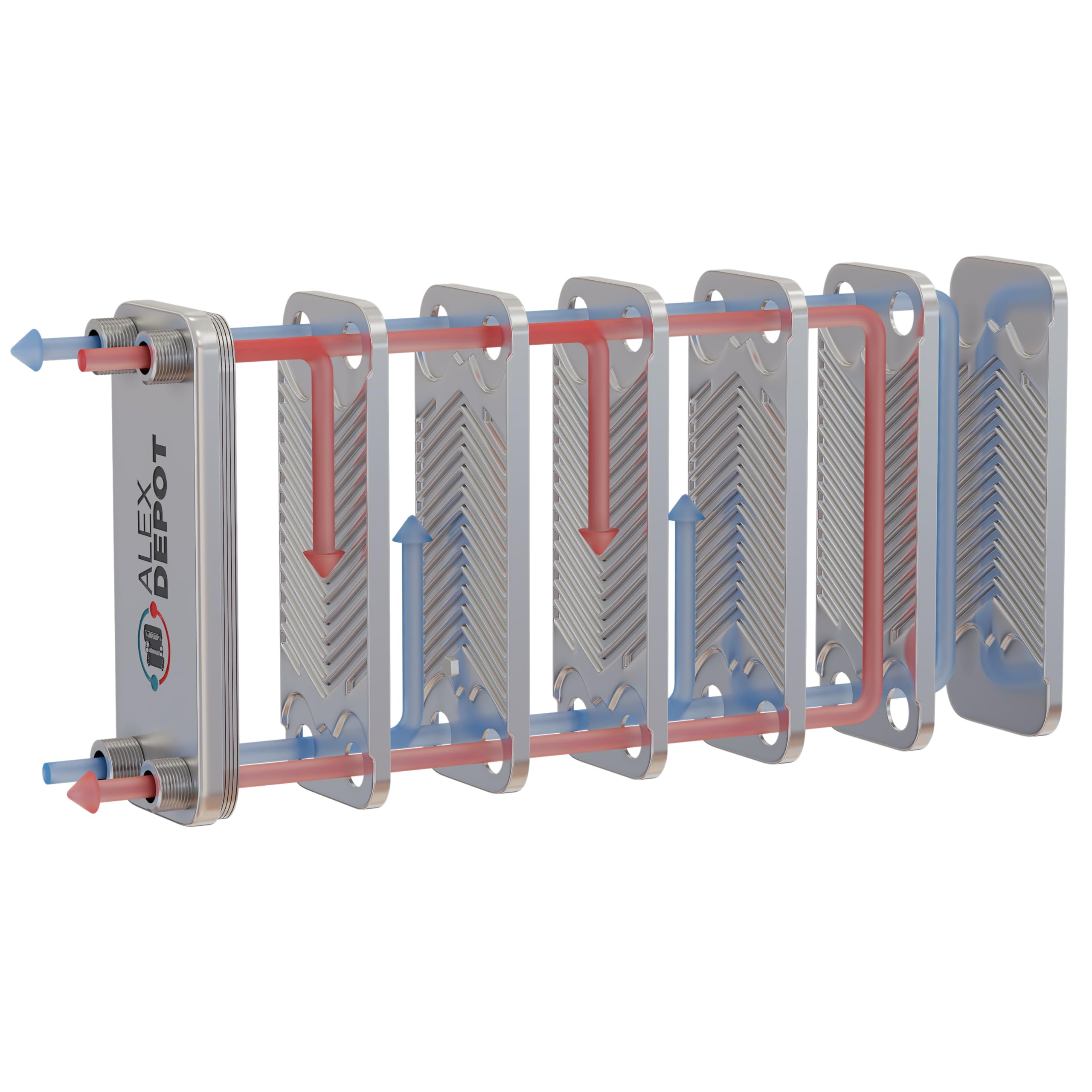 Intercambiador de calor de placas de acero inoxidable + aislamiento B3-12-50 con conexión de 4x3/4 pulgadas. Calefacción solar de 90kW (PWT+Iso)