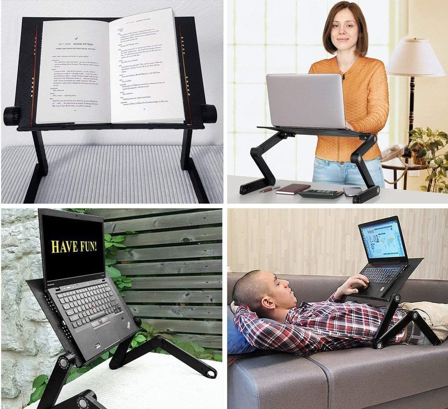 LXU Table,Computer Workstations Standing Desk Cooling Laptop Desk/Bed Computer Desk/Ipad Desk/Lazy Aluminum Folding Table