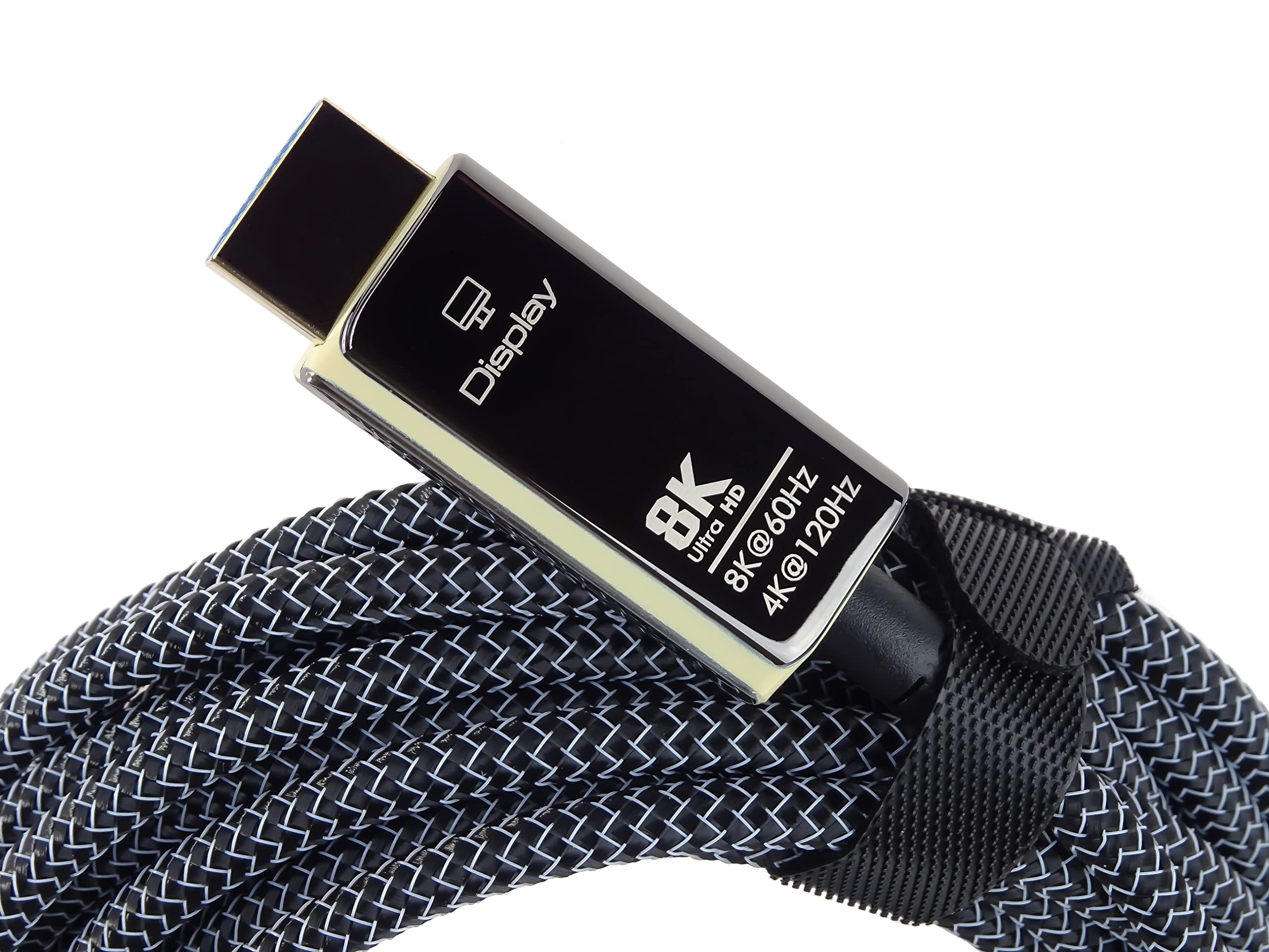 PremiumCord Cable de Fibra Óptica Activa 8K Ultra Alta Velocidad HDMI 2.1, 48 Gbit/s, HDMI 2.1, 3D, EDID, ARC, HDR, Resolución 8K@60Hz 4320P, 4K@120Hz, Chapado en Oro, Longitud 50 m