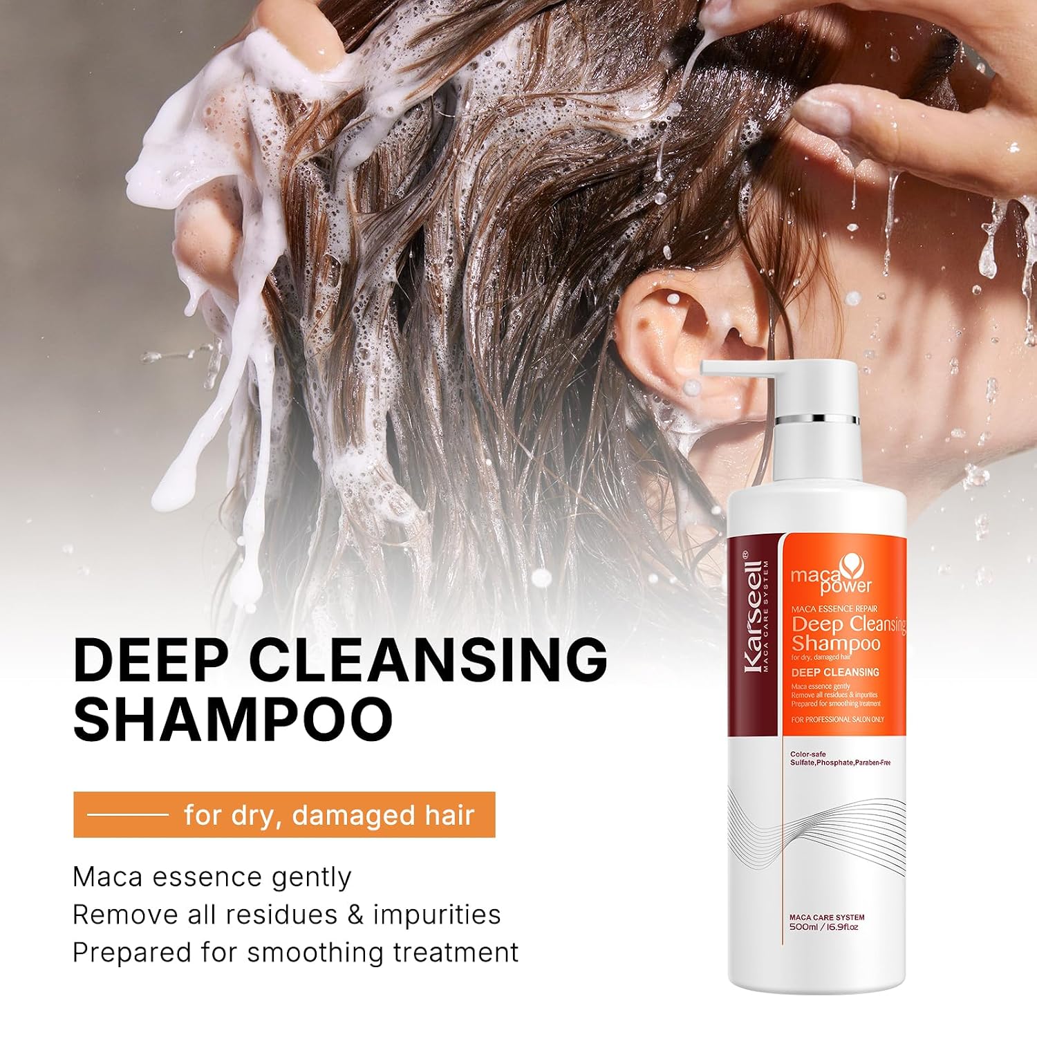 Karseell Deep Clean Clarifying Shampoo for All Hair Types Removes Buildup, Strengthens Hair Cuticle 500ml