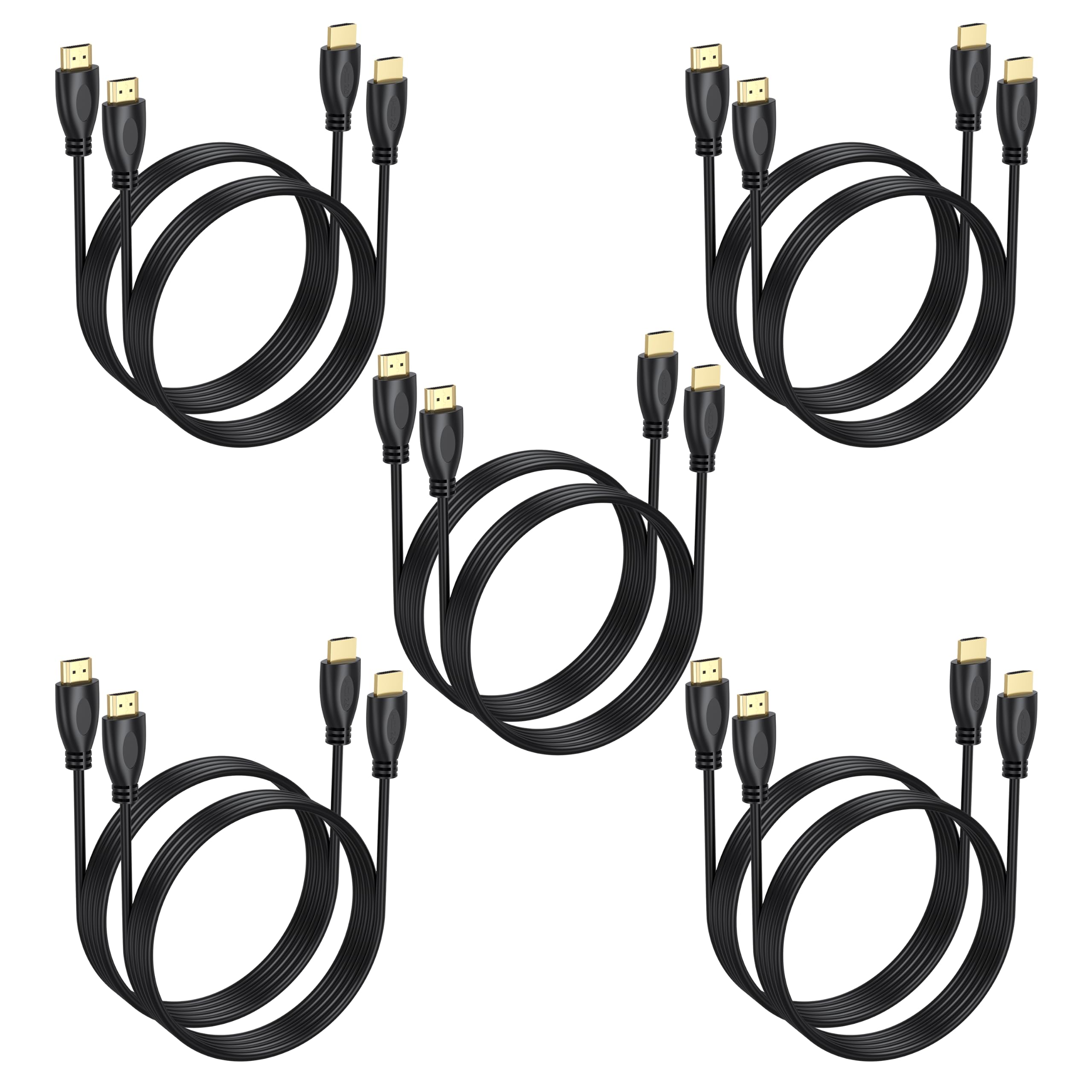 Cable HDMI 4K de 6 pies/2 m, paquete de 10, cable HDMI 2.0 de 18 Gbps, cable de PVC flexible | Compatible con ARC y HDCP2.2 para barra de sonido, laptop, monitor, PS5, PS4, Xbox One, Fire TV, etc