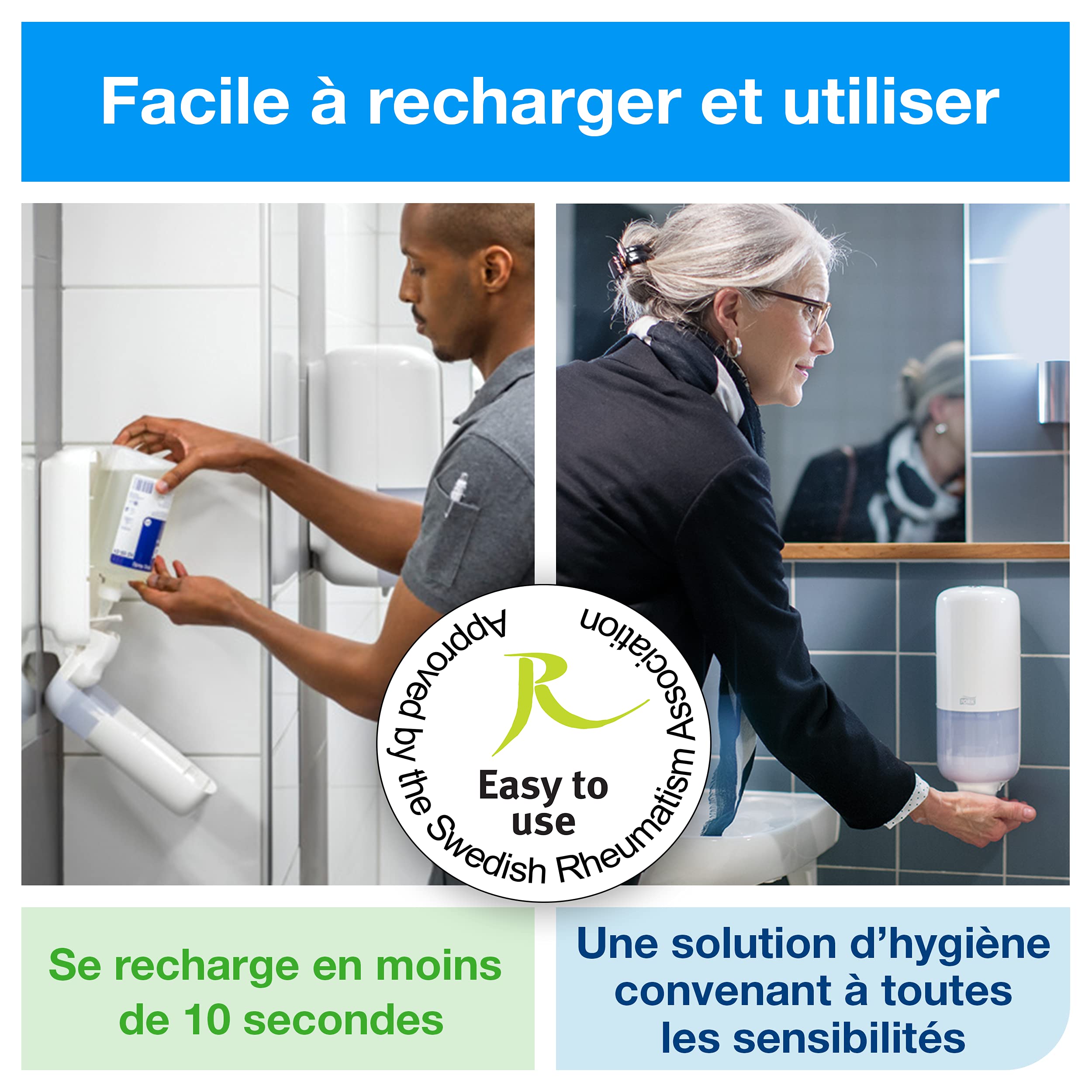 Tork Savon Liquide antimicrobien pour les Mains S4, testé dermatologiquement, 1 x 1000 ml, 424709