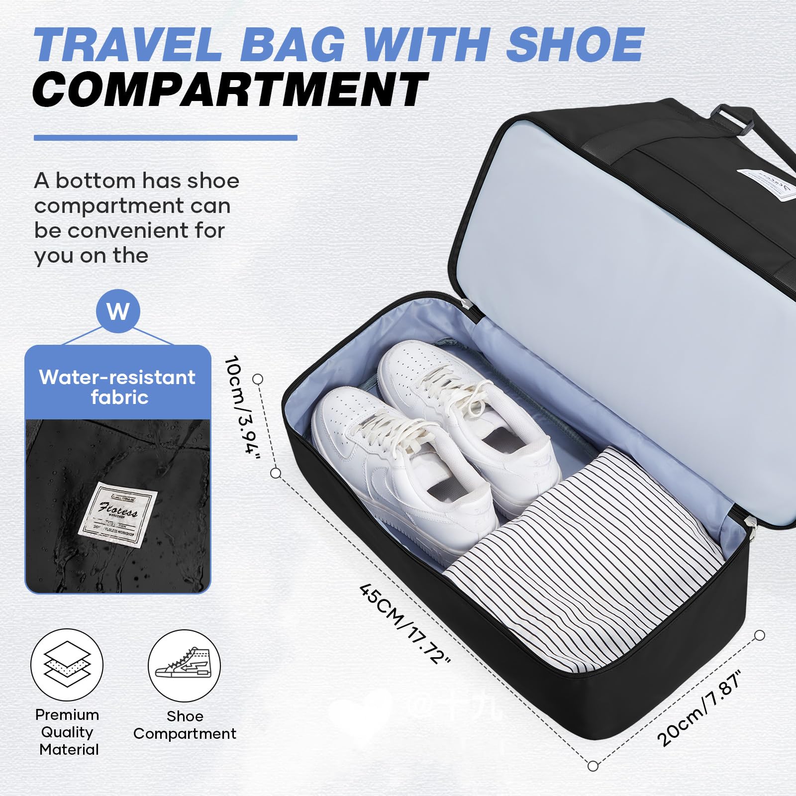 SEAFEW Cabin Bag 40x30x20 for New Ryanair/Wizz Travel Hand Luggage for Easyjet Airplane Underseat 45X36X20 Carry on Weekend Overnight Bag Sport Gym Tote Mum Hospital Bags for Women Men with Shoe Pouch