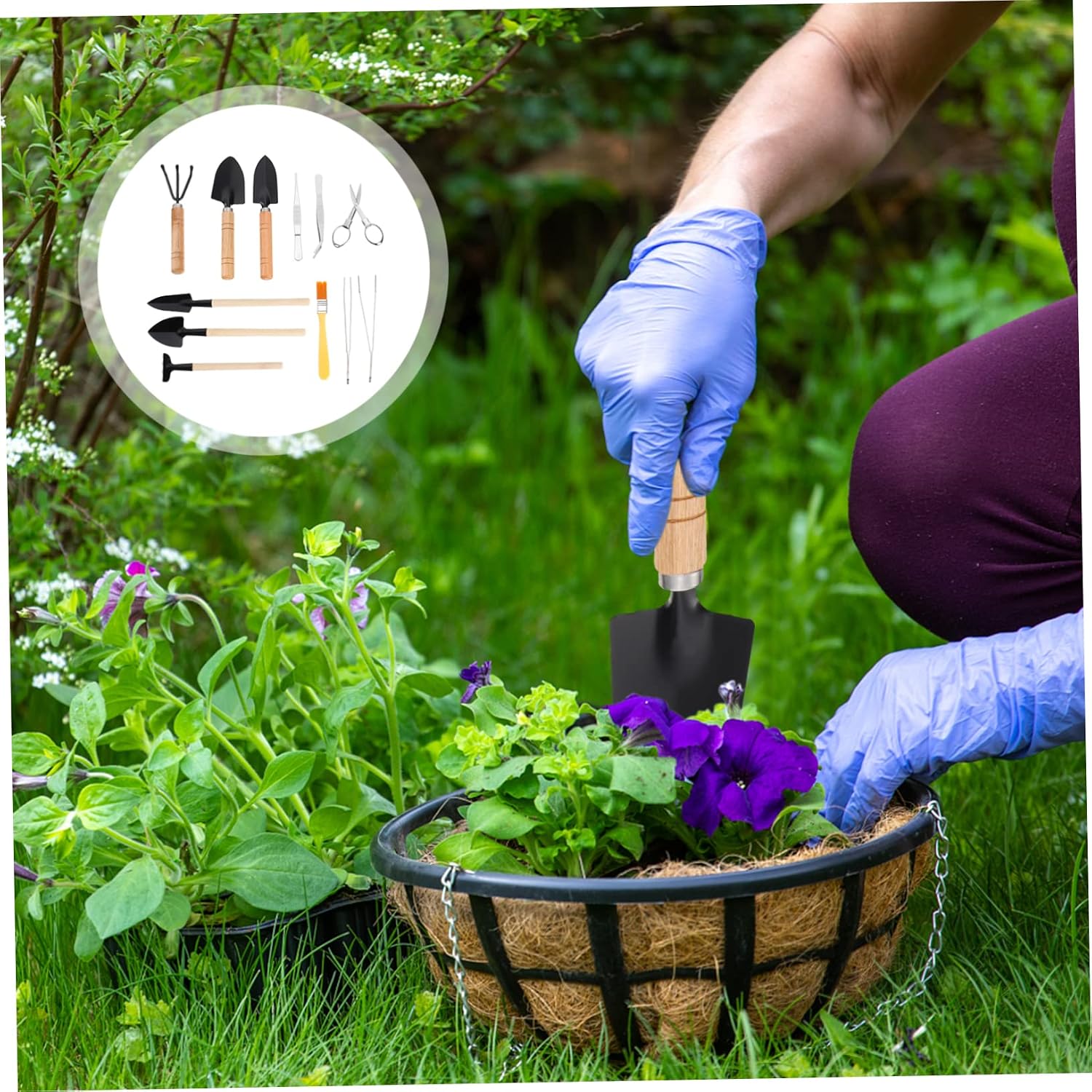 10pcs Wooden Mini Garden Tool Set for Bonsai Planting image 5