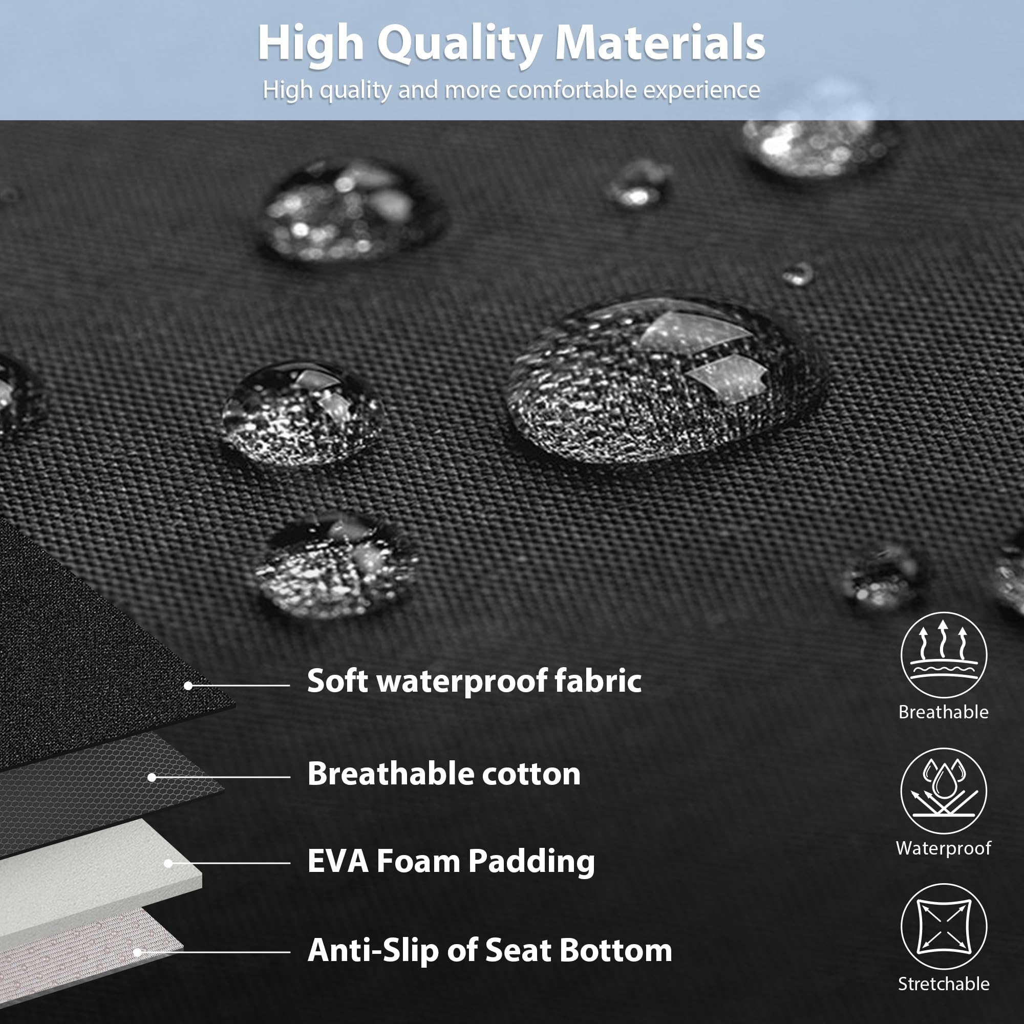 CAR PASS Waterproof Car Seat Covers Front Seats Only with 5mm Composite EVA, Neoprene Car Seat Cover with Separate Headrest Cover, Quick Setup Universal Fit for Car SUV Trucks,Airbag Compatible（Gray