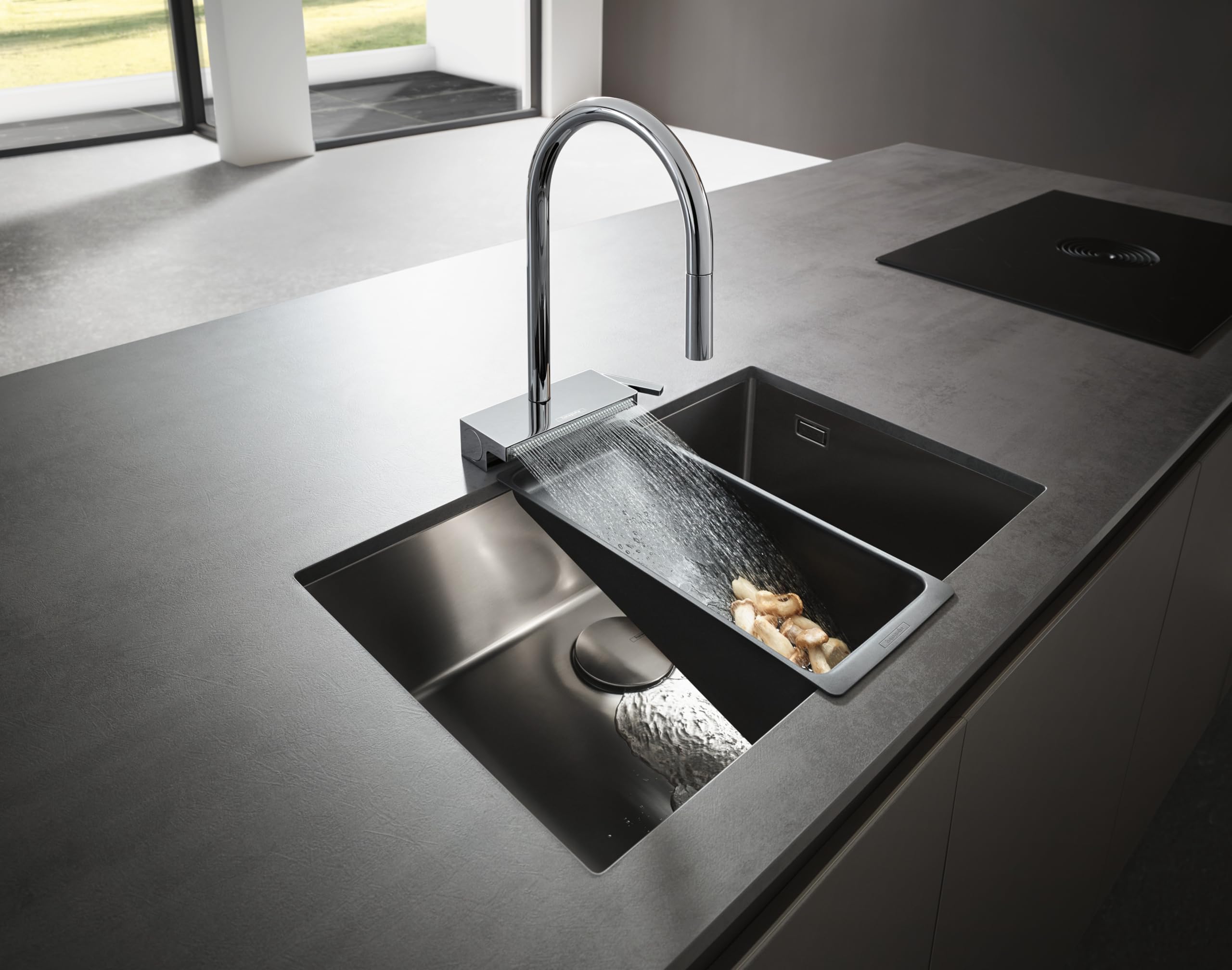 hansgrohe Aquno Select M81 - bateria kuchenna z wyciąganą wylewką, 3 strumieniowa, kran kuchenny z wysokością wylewki 170 mm, armatura kuchenna z obrotową wylewką, chrom, 73837000