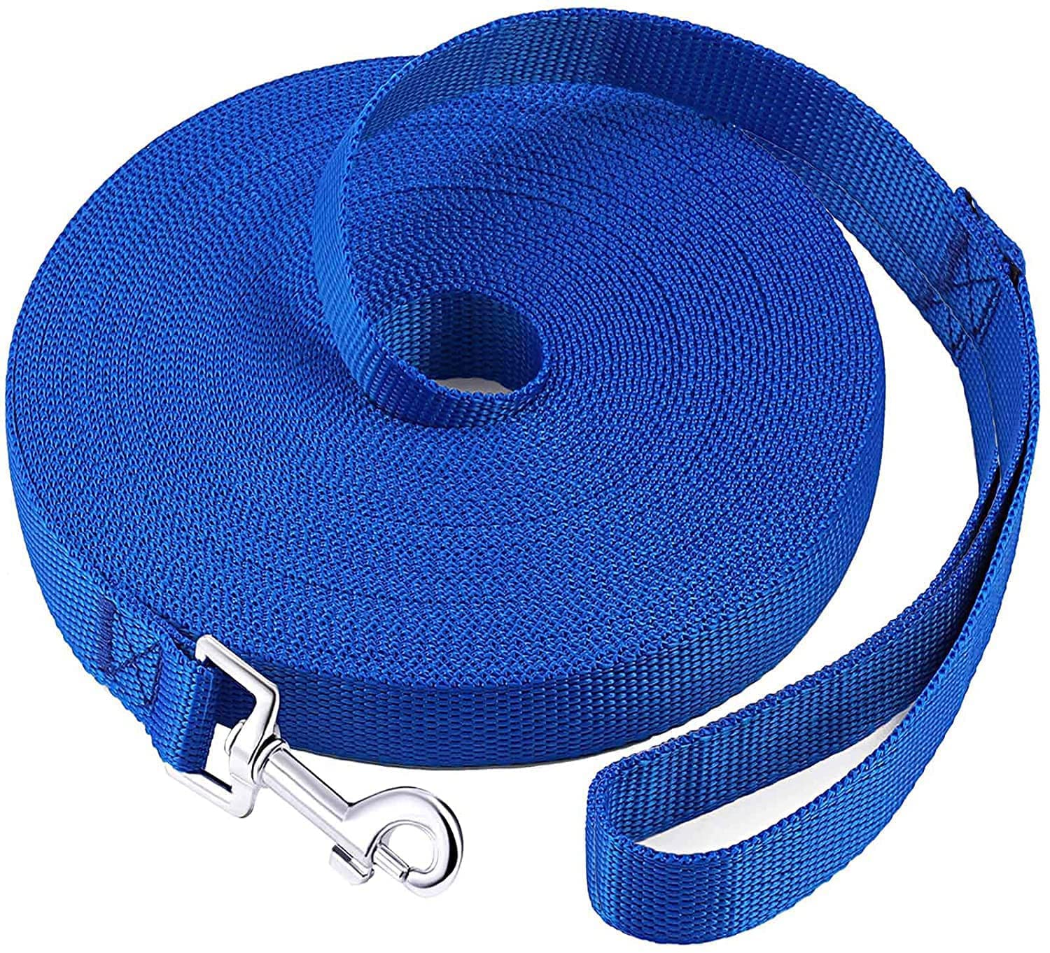 DELFINO Extra Long Line Training Dog Leash - Long Lead For Large, Medium and Small Dogs - Great for Training, Play, Camping, or Backyard (10m, Blue)
