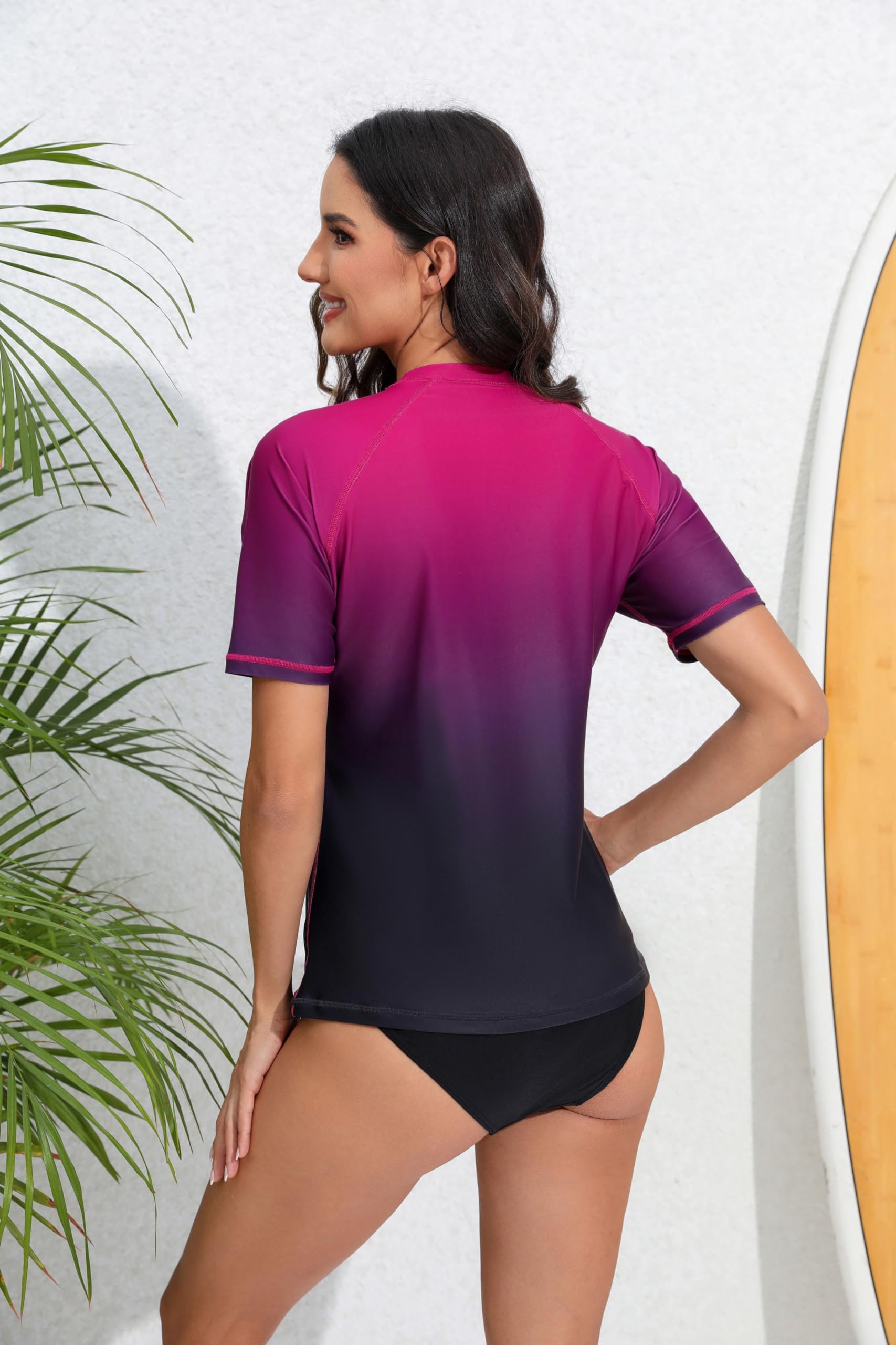 Halcurt UV Shirt Damen mit BH Kurzarm Rash Guard UPF 50+ Sonnenschutz Schwimmshirt Schnell Trocknender Badeshirt M-XXL
