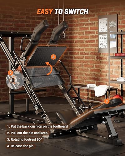 Miniatura 6 de Garvee Máquinas de prensa de piernas 3 en 1 para gimnasio en casa, máquina profesional de sentadillas, equipo de entrenamiento con postes de