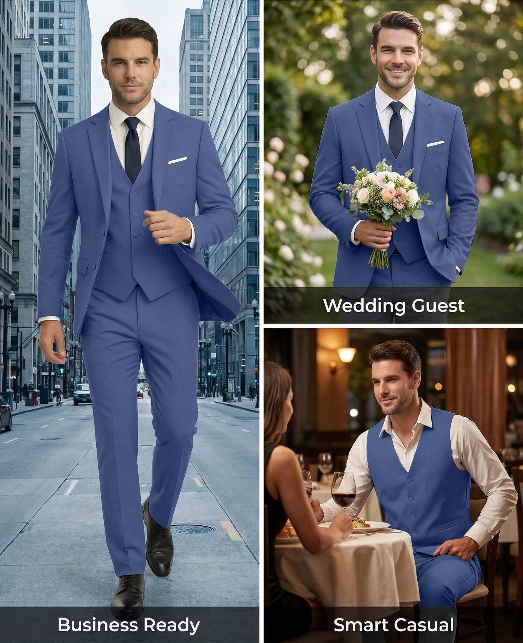 Ensemble 3 pièces pour Homme, ajusté, Costume de Mariage, Parrain de Mariage, Costume de Remise de diplôme, Smoking, Affaires, Formel, décontracté, Costume de marié, Veste, Pantalon