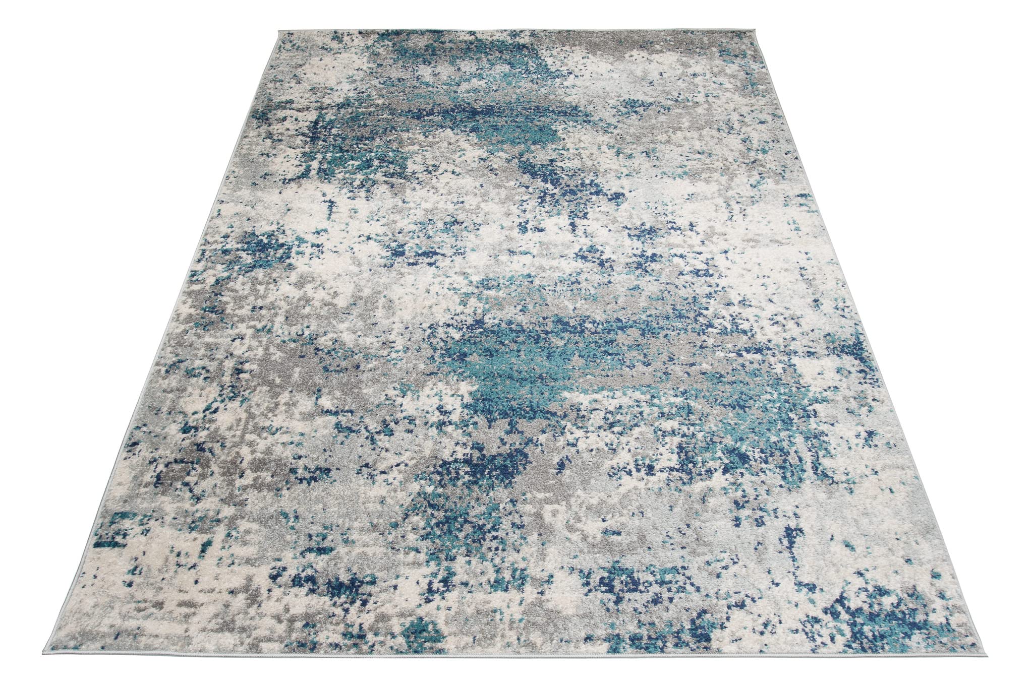 TAPISO Denver Tapis de Salon Chambre Salle à Manger Adulte Bureau Design Moderne Bleu Marine Gris Moucheté Motif Abstrait Doux Poil Court Frise Confortable 240 x 330 cm