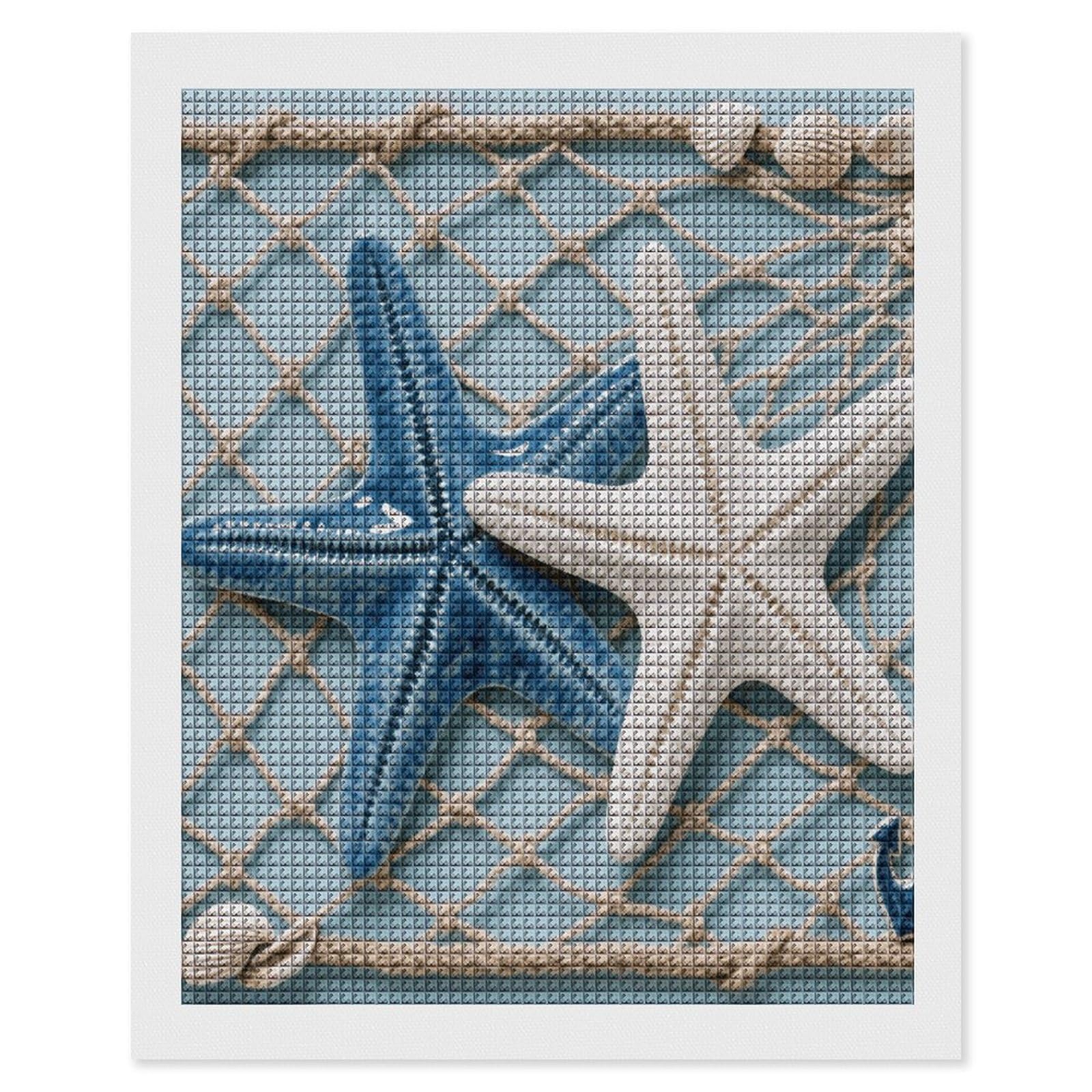 FodPand Sea Theme Starfish 5D Diamond Painting Kits for Adults Beginners Full Drill Square Diamond Dots Pictures Gem Art Supplies for Home Wall Room Decoration DIY Craft Set Gift 16x20