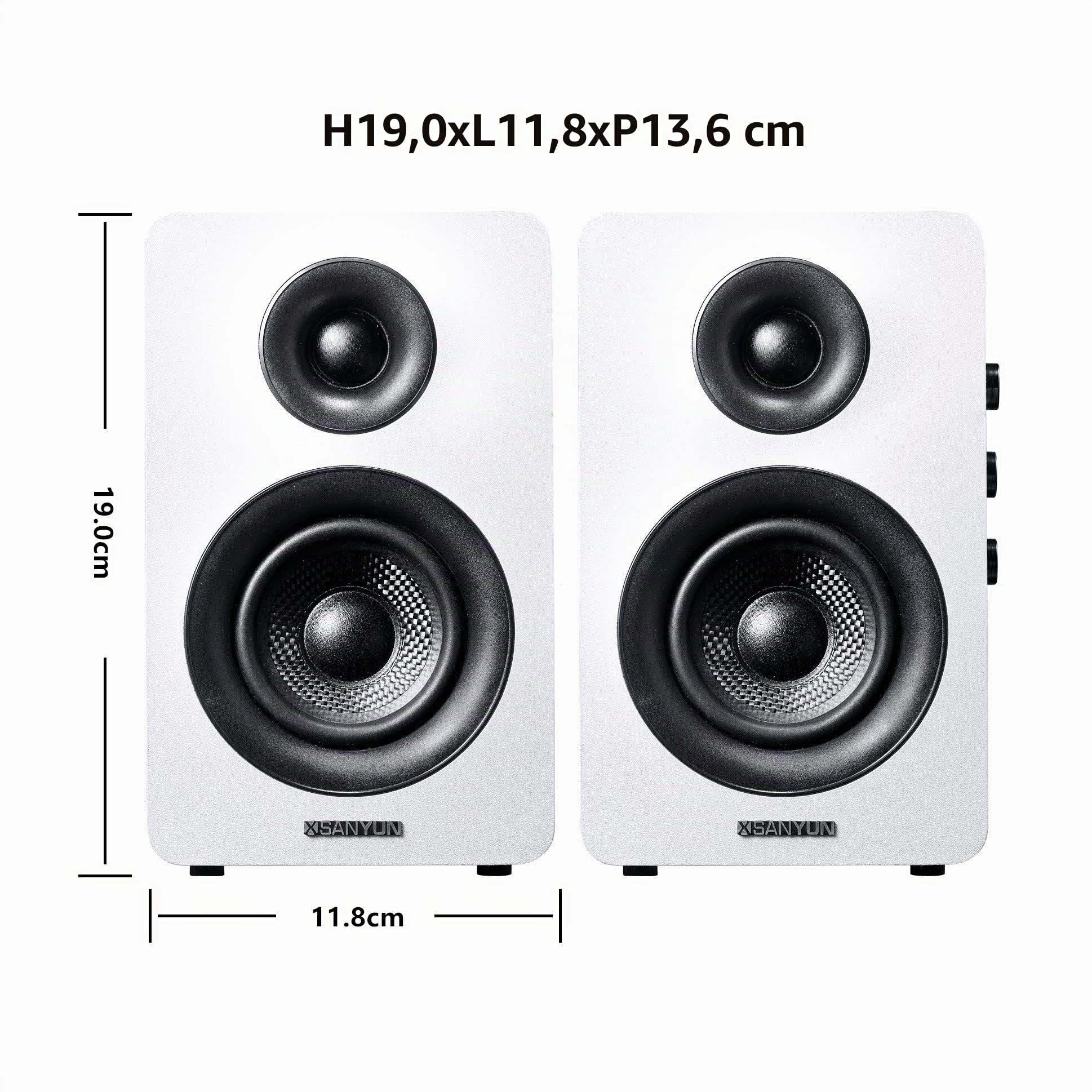 Sanyun SW208 Enceintes Bluetooth Actives 3" 60 W DAC 24 bits Son 3D Surround Moniteur PC Blanc