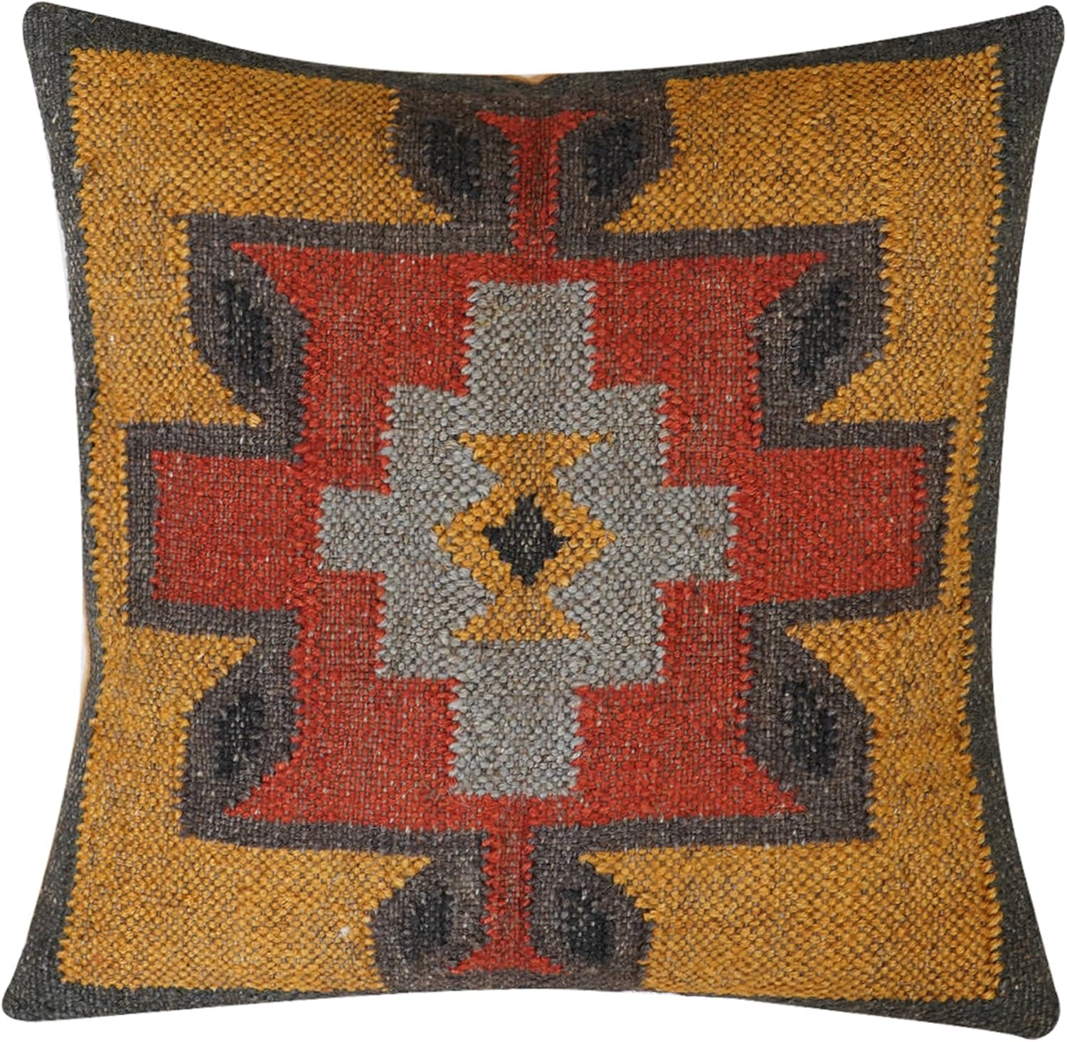 Coussin rustique bohème en jute et laine, créez un coin cosy sur votre terrasse ou canapé
