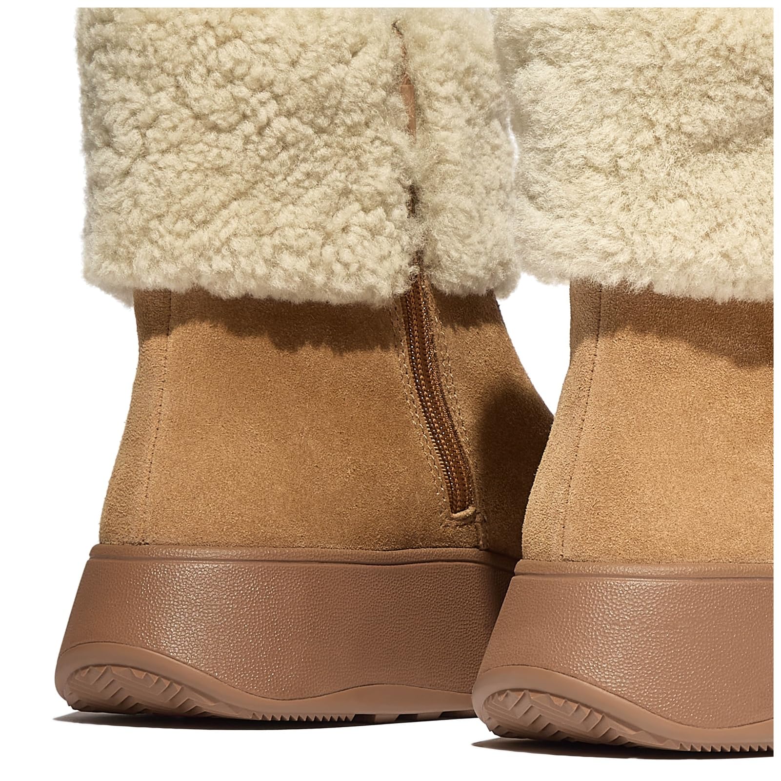 Fitflop Women's F-Mode Shearling-Collar Zip-up Suede Ankle BootsAnkle Boot