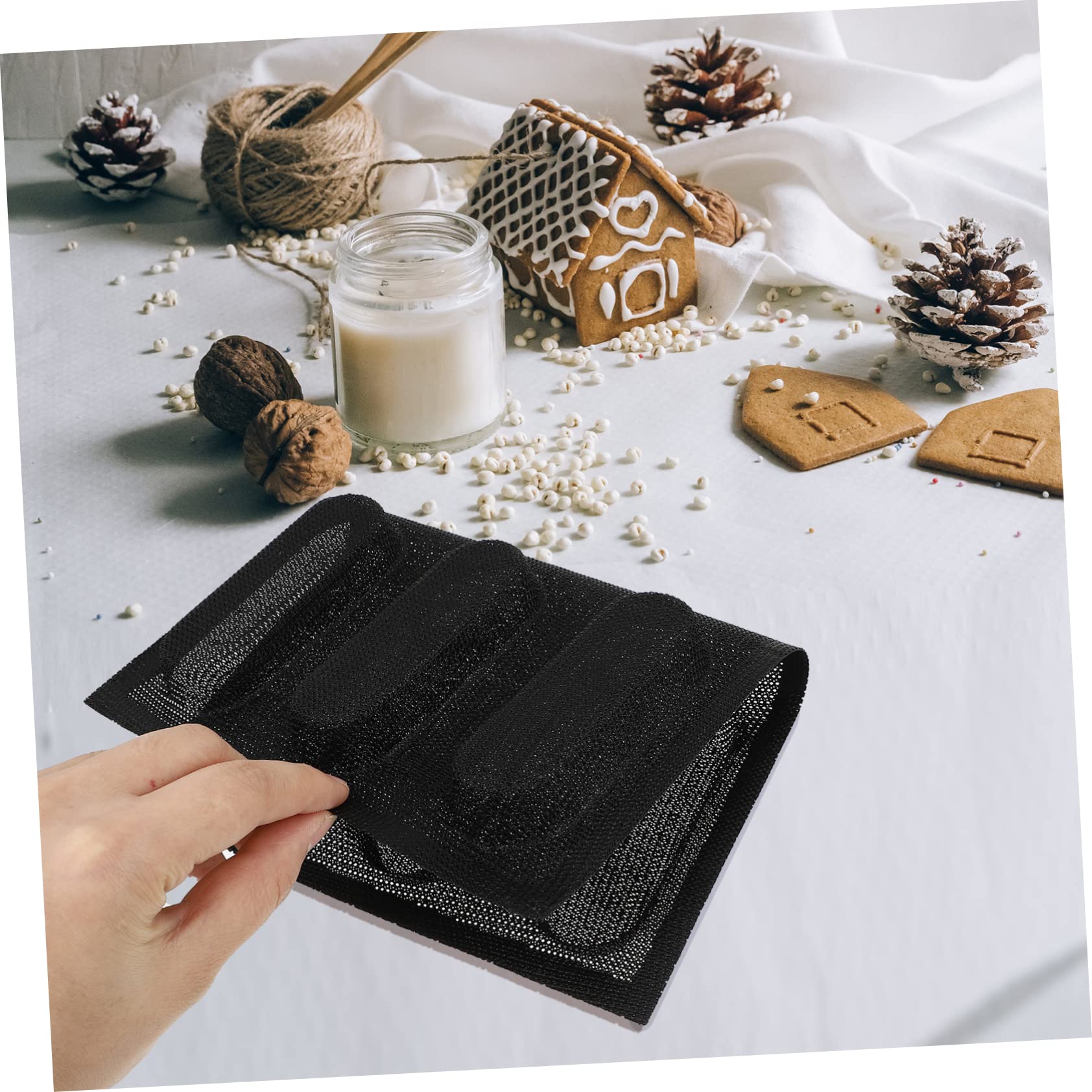 MAGICLULU Lot De 2 Moules À Antiadhésifs En Silicone Pour 6 Pains Plaque De Cuisson Respirante Noire