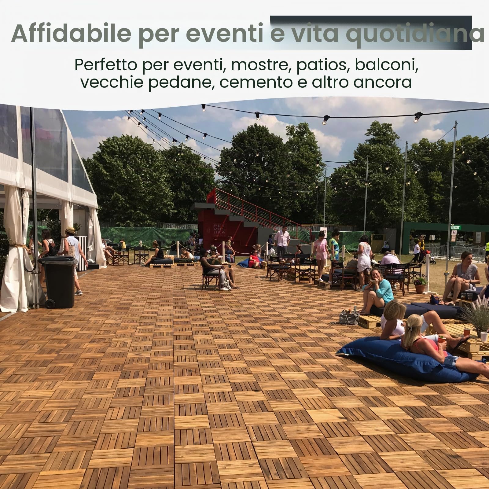 CLICK-DECK Le famose piastrelle Click-Deck in LEGNO MASSELLO per pavimenti esterni - Pavimenti per patio, balcone, terrazza, vasca idromassaggio (24x piastrelle per decking)