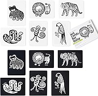 WeeGallery Jungle Animals Art Cards for Baby: High Contrast Black White Flashcards, Newborn Sensory Toys, Tummy Time Brain Development Essentials