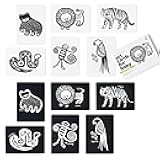 Wee Gallery Art Cards for Baby, Durable High Contrast Black and White Animal Flashcards for Newborns, Brain Development, Sensory Toys, Tummy Time Essentials for Infant and Toddler - Jungle Animals