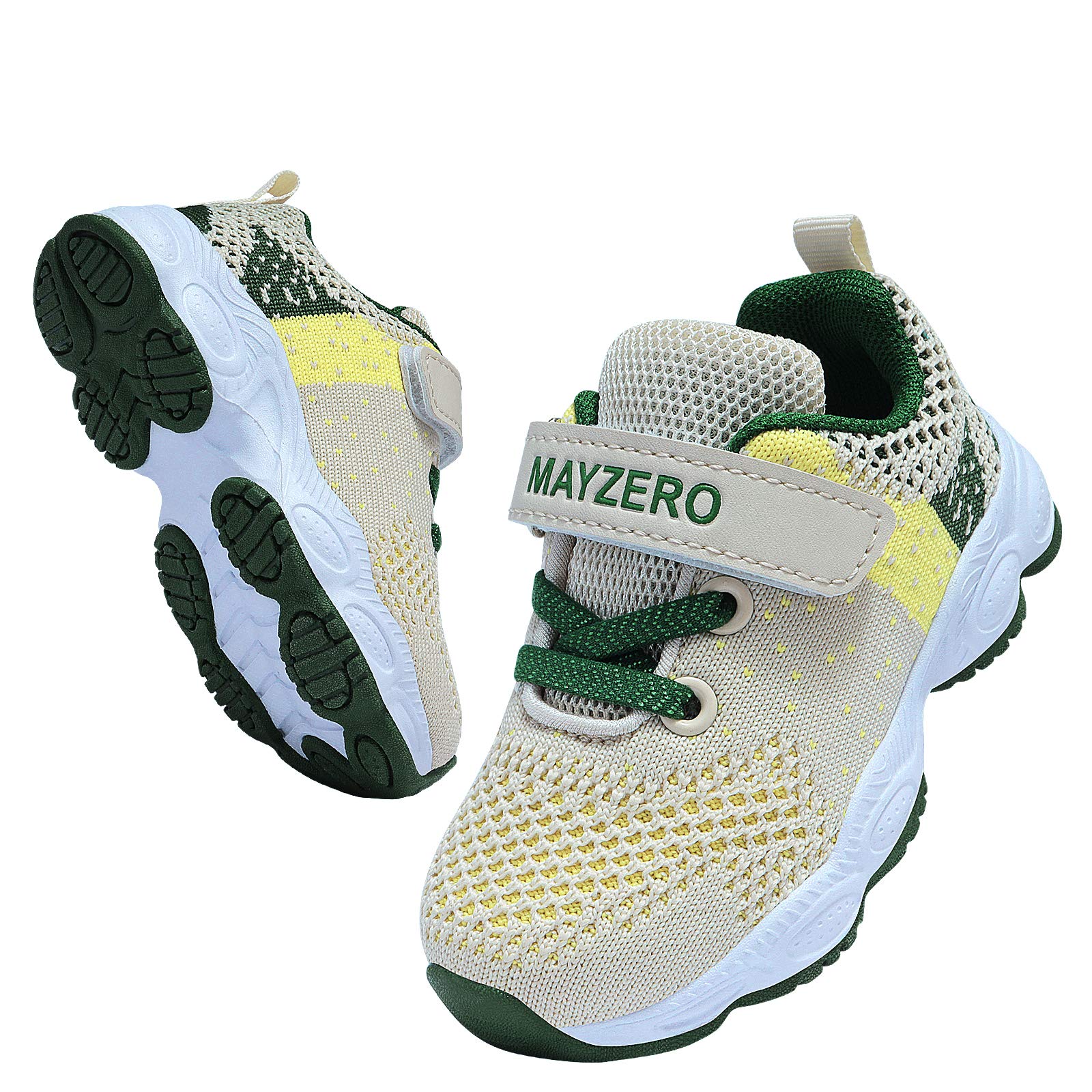Photo 1 of **STOCK PHOTO FOR REFERENCE ONLY**Vivay KIDS Shoes Kids Boys Girls Tennis Shoes Sport Running Shoes Fashion Sneakers 2.5  Beige/Yellow/Dark Green