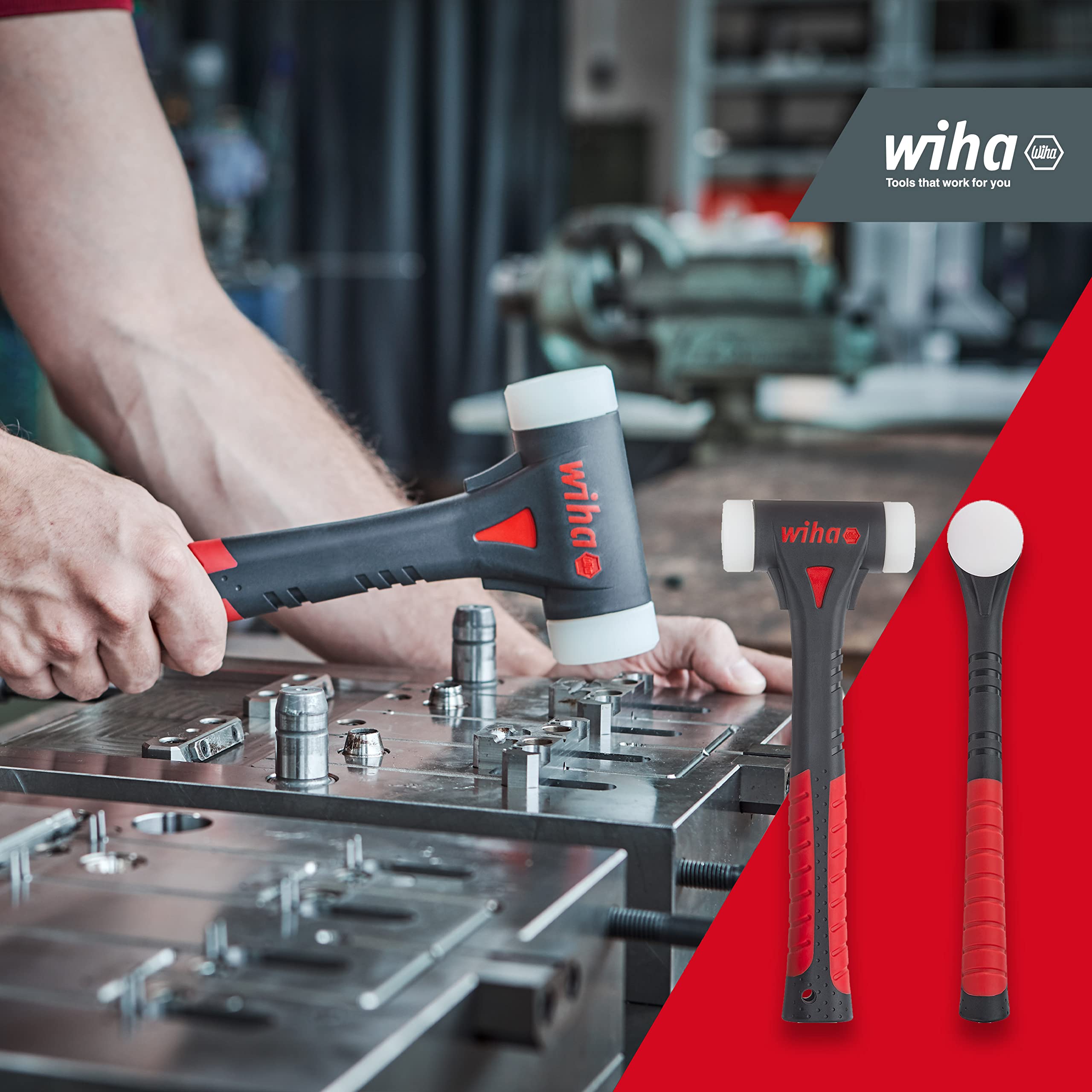 FibreBuzz® soft-faced hammer without recoil, very hard with replaceable hammer face - SB8041 FibreBuzz 40
